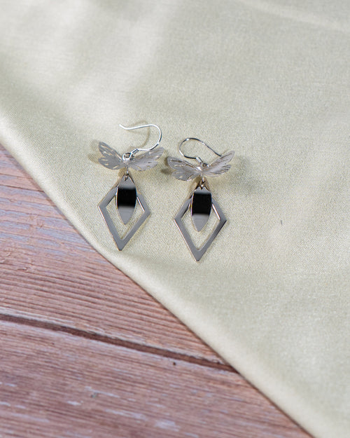 Butterfly Geometric Earrings, 925 Sterling Silver Dangle Earrings, Nature Inspired Jewelry, Cottagecore Accessories