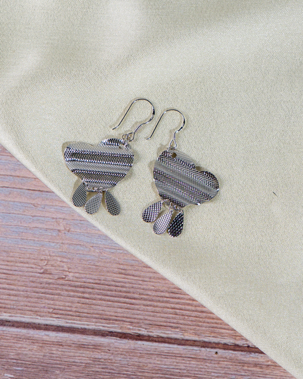 Butterfly Geometric Drop Earrings – Handmade Boho Dangle Jewelry, Lightweight Silver Statement Earrings for Women