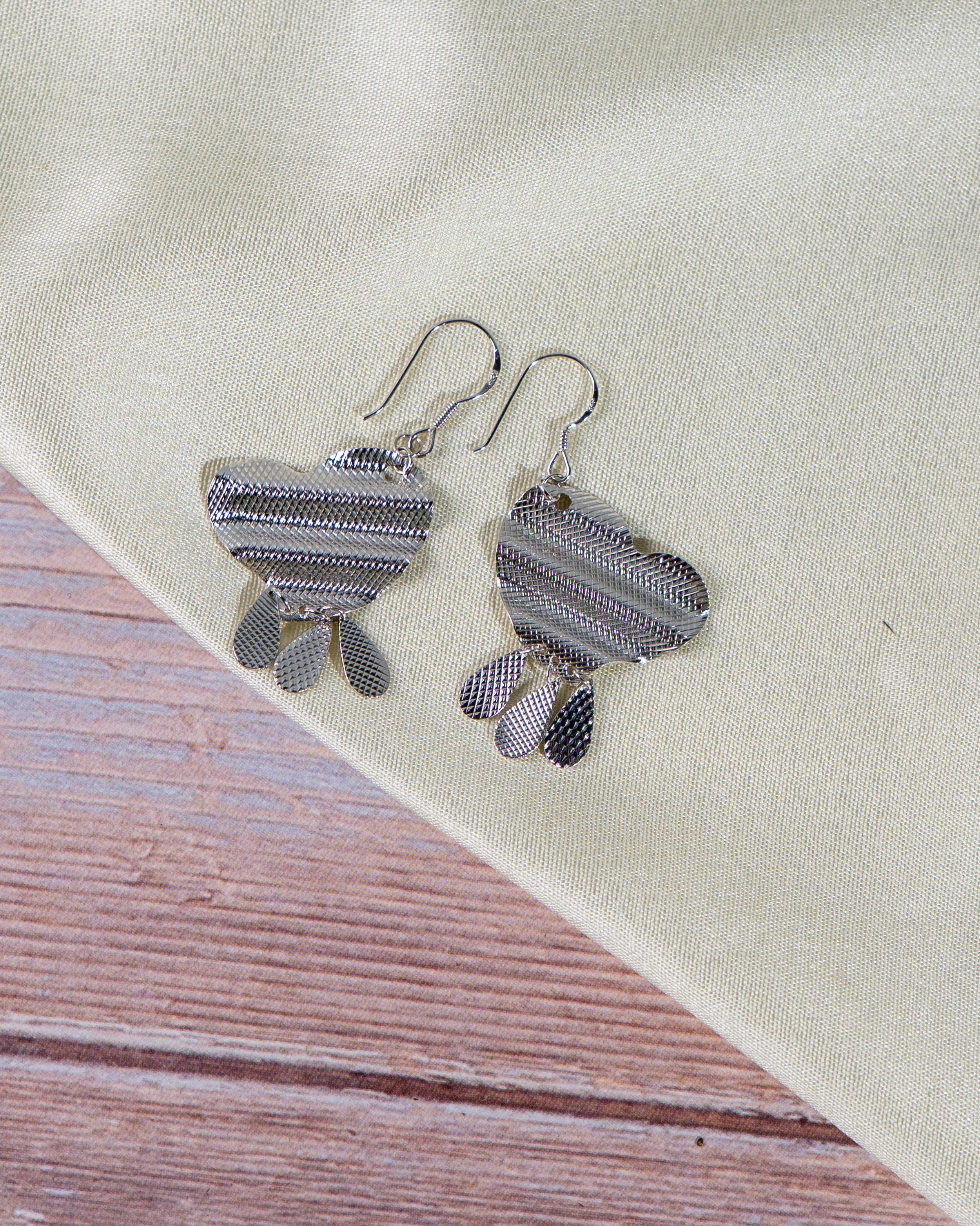 Butterfly Geometric Drop Earrings – Handmade Boho Dangle Jewelry, Lightweight Silver Statement Earrings for Women