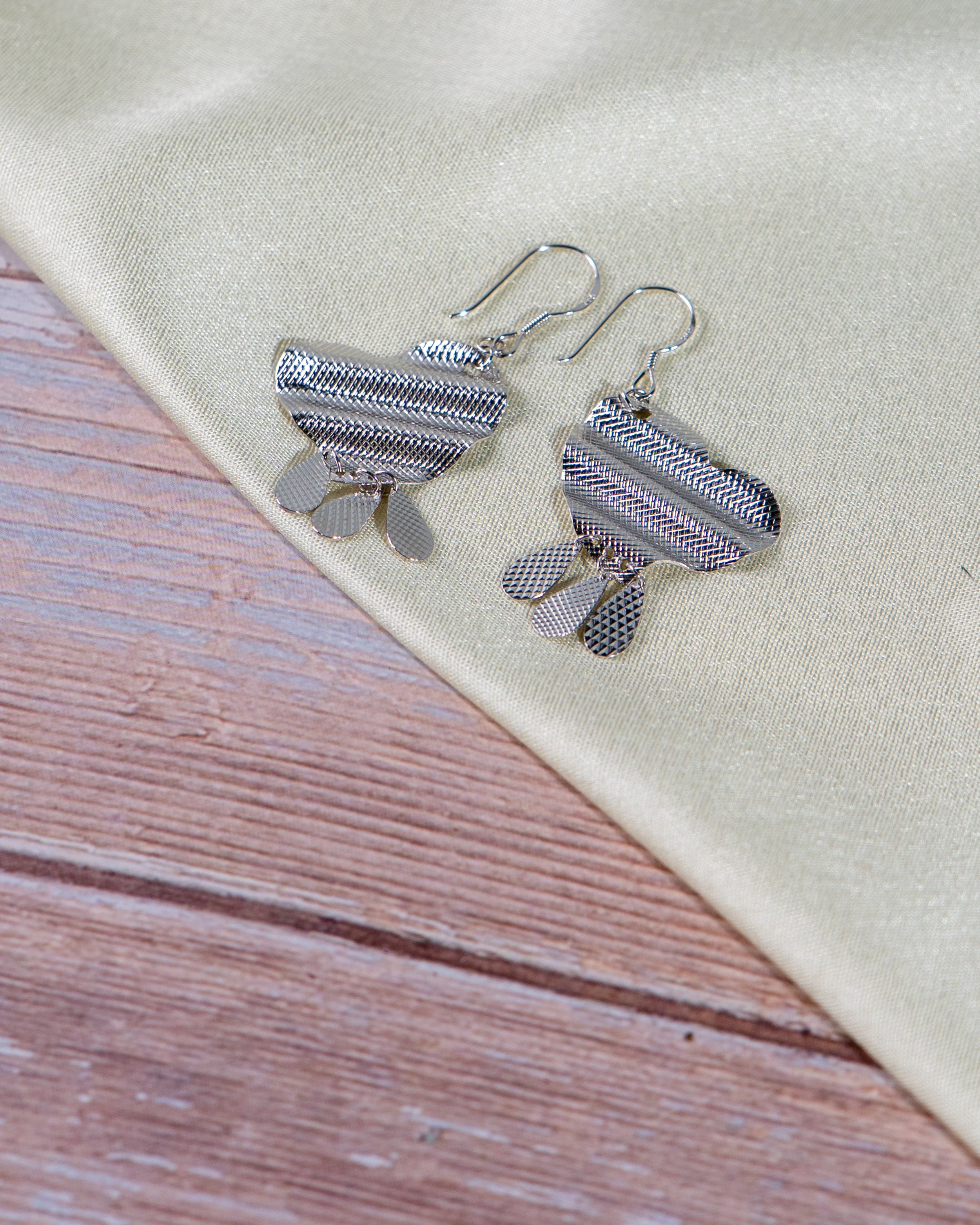 Butterfly Geometric Drop Earrings – Handmade Boho Dangle Jewelry, Lightweight Silver Statement Earrings for Women