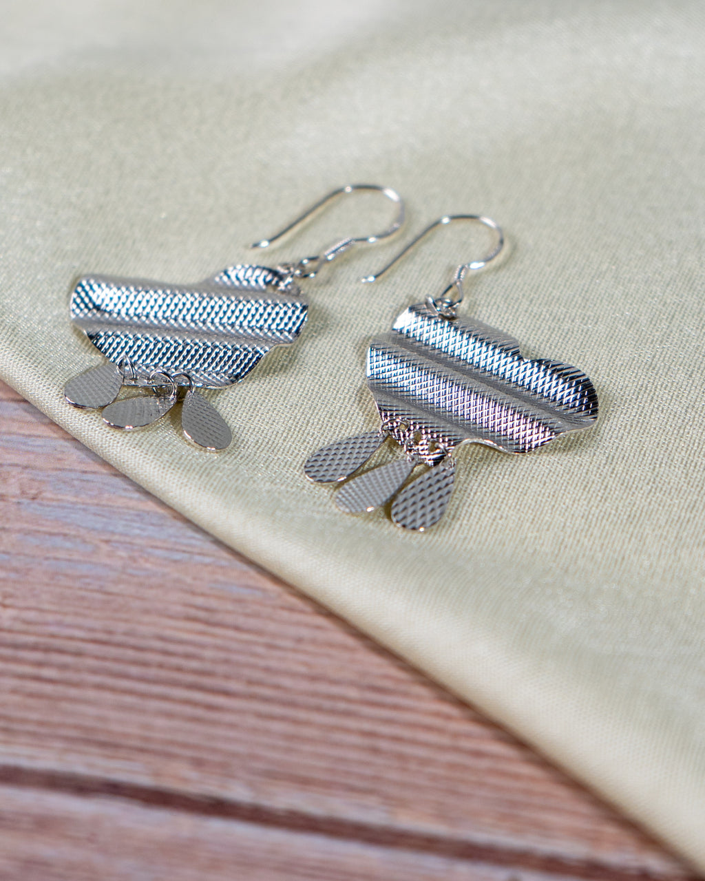 Butterfly Geometric Drop Earrings – Handmade Boho Dangle Jewelry, Lightweight Silver Statement Earrings for Women