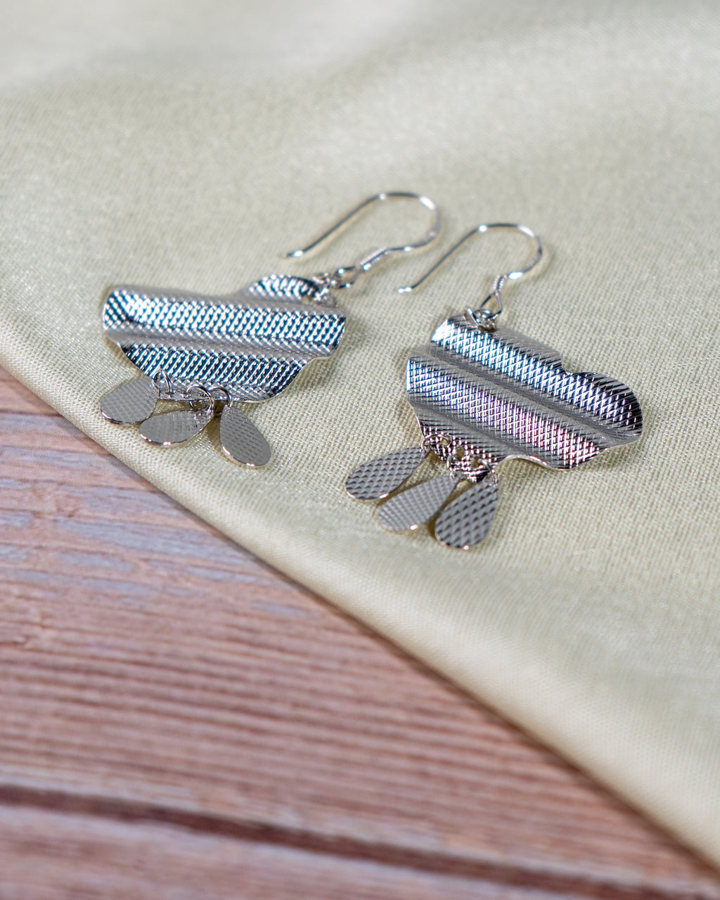 Butterfly Geometric Drop Earrings – Handmade Boho Dangle Jewelry, Lightweight Silver Statement Earrings for Women