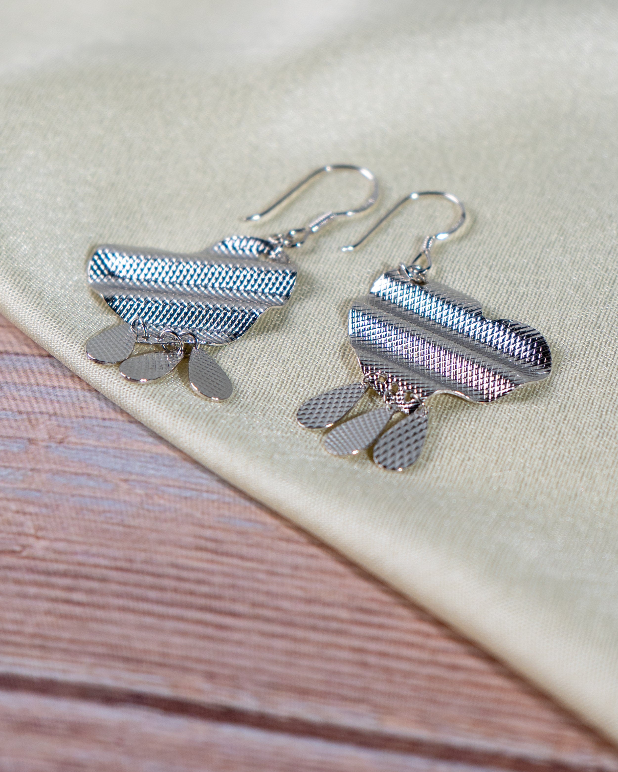 Butterfly Geometric Drop Earrings – Handmade Boho Dangle Jewelry, Lightweight Silver Statement Earrings for Women