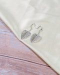 Sterling Silver Leaf Dangle Earrings | Textured Heart Leaf Drops | Minimalist Boho Jewelry for Women