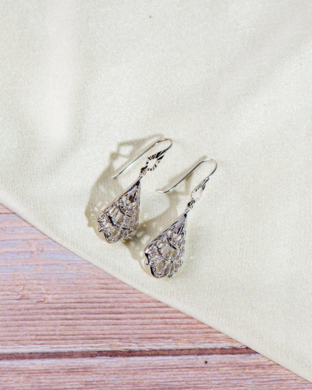 Sterling Silver Filigree Dangle Earrings: Elegant Teardrop Boho Jewelry