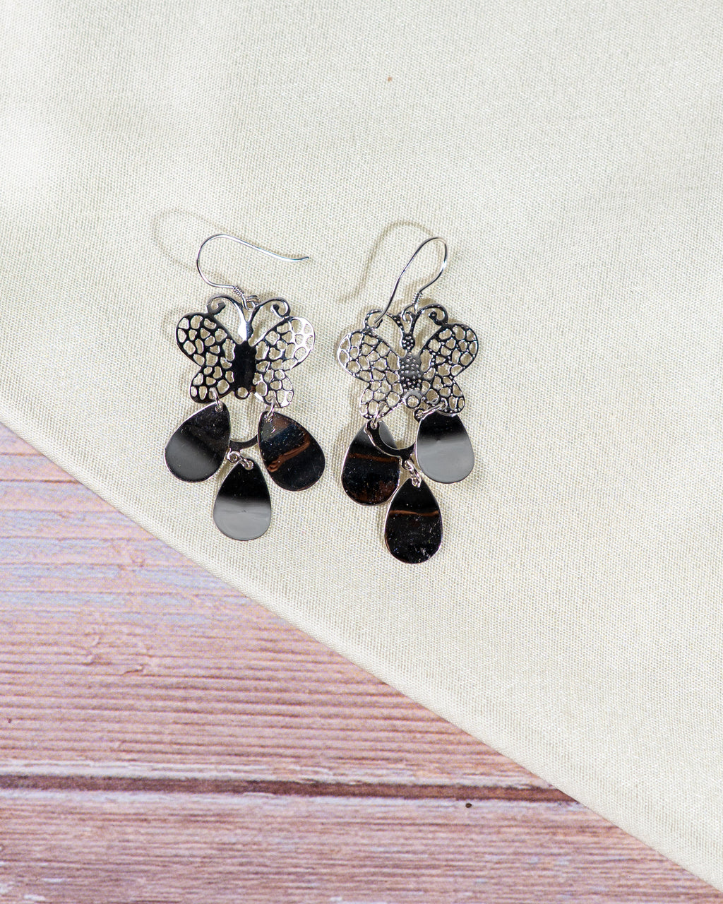 Butterfly Dangle Earrings: Silver-Plated Boho Teardrop Jewelry