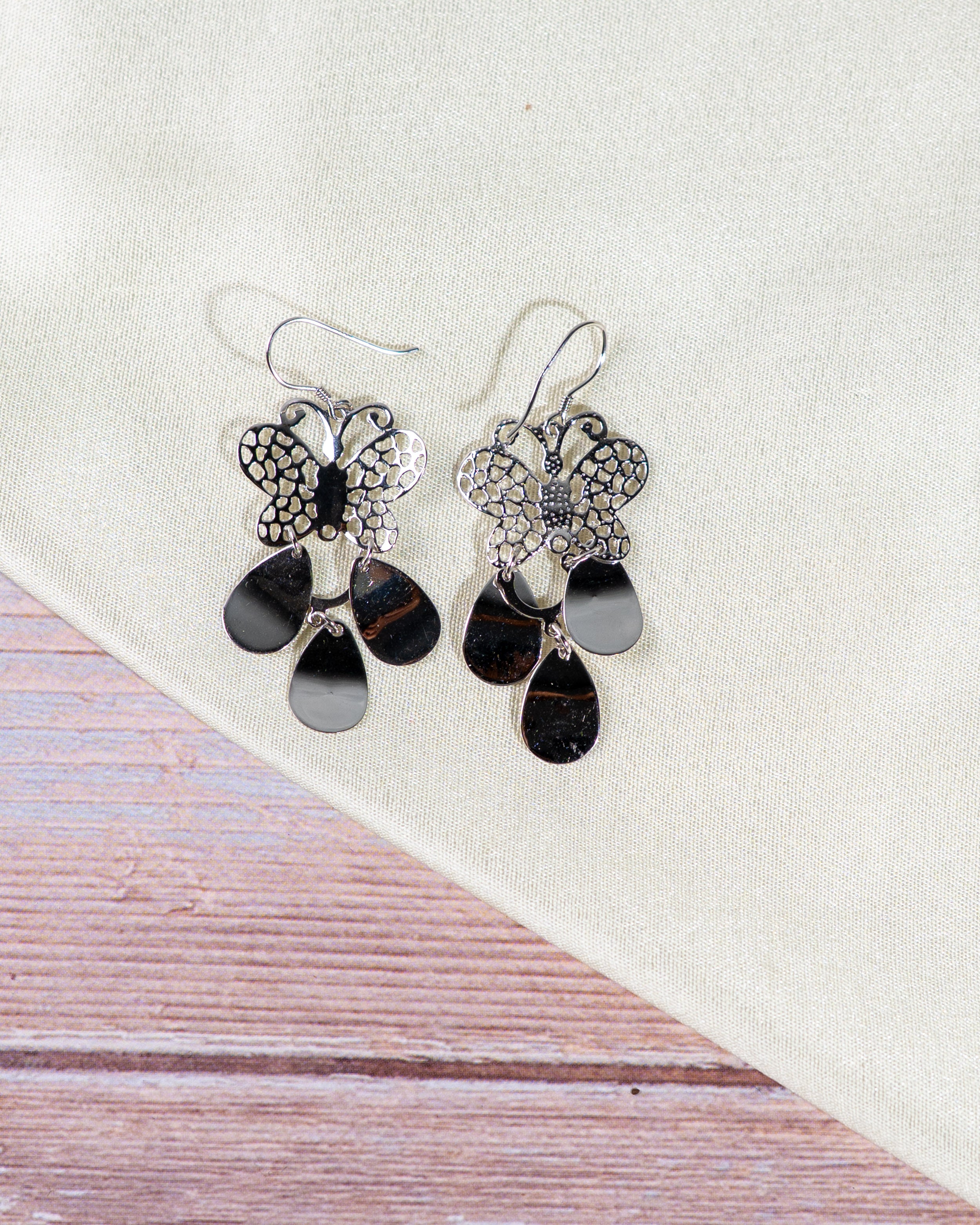 Sterling Silver Butterfly Dangle Earrings, Nature Inspired Boho Jewelry