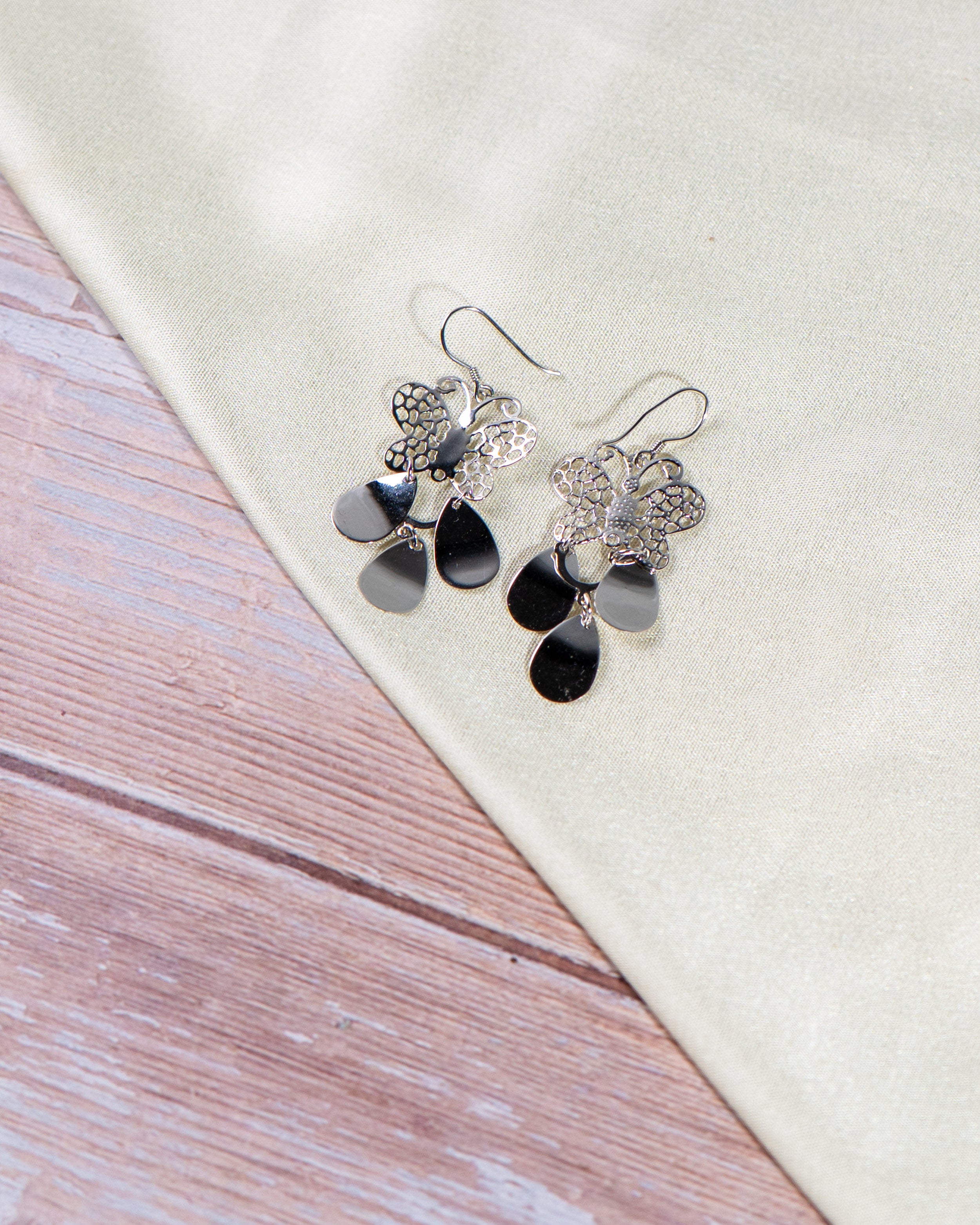 Sterling Silver Butterfly Dangle Earrings, Nature Inspired Boho Jewelry