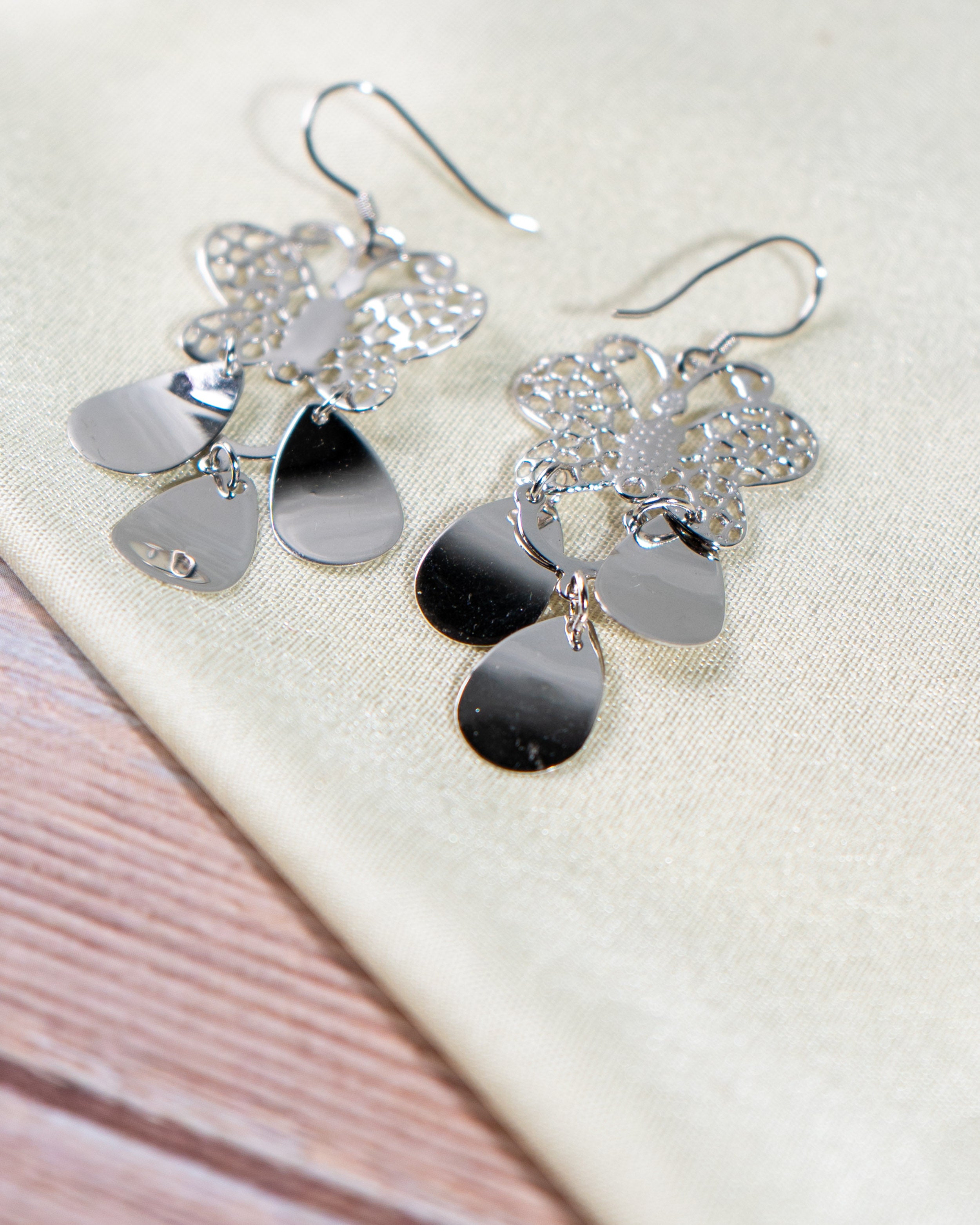 Butterfly Dangle Earrings: Silver-Plated Boho Teardrop Jewelry
