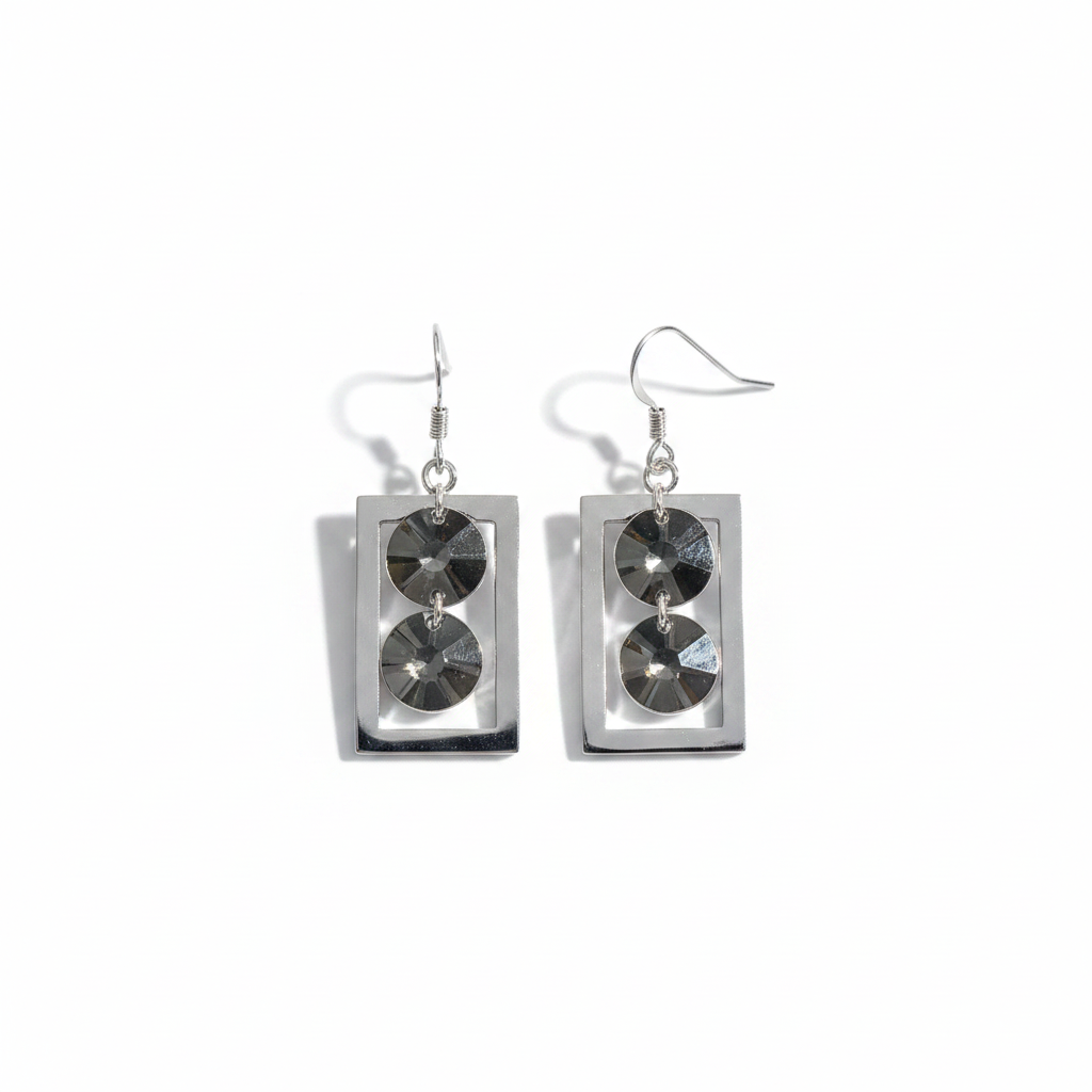 925 Sterling Silver Geometric Rectangle Drop Earrings – Modern Minimalist Everyday Wear