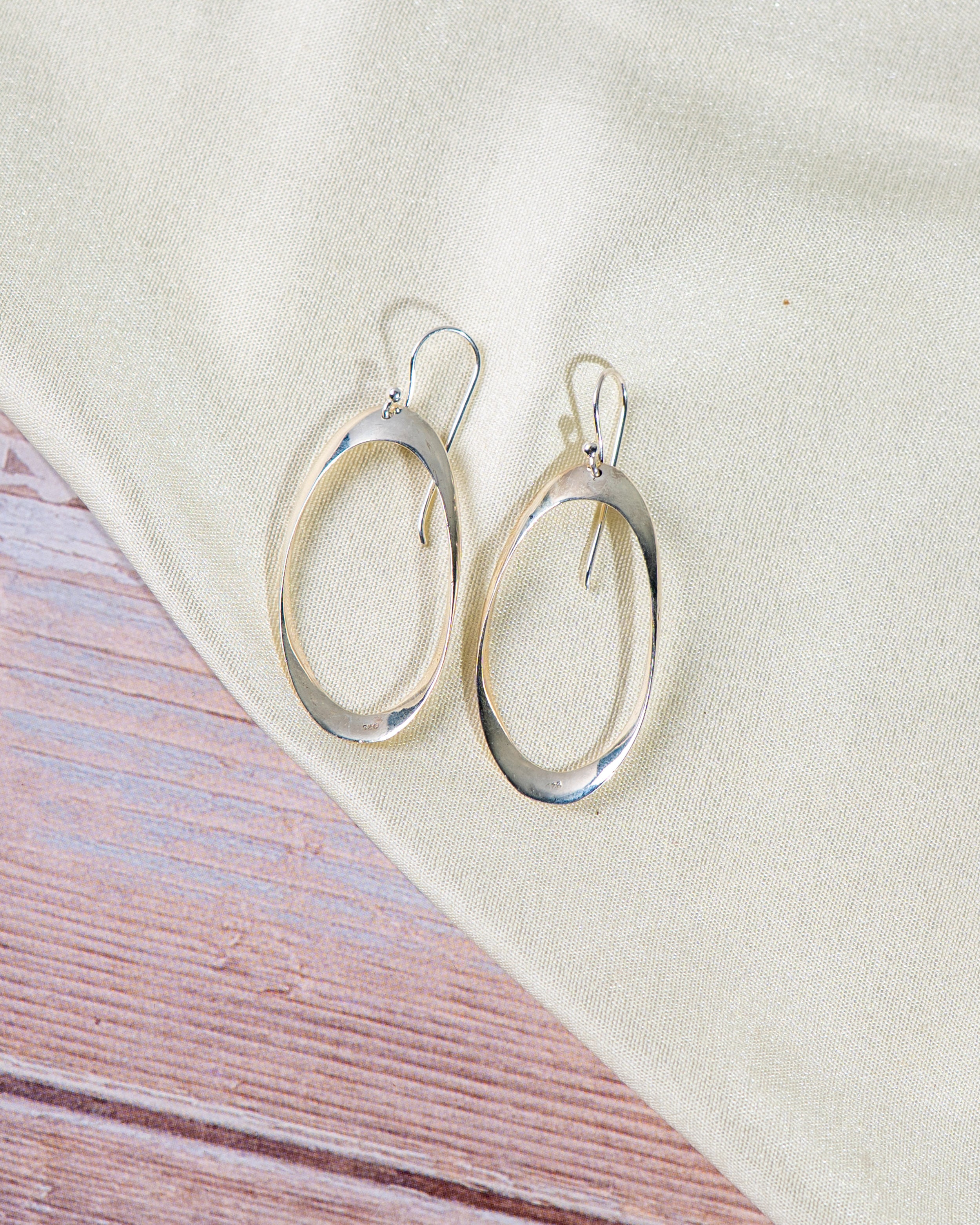 Handmade Sterling Silver Oval Hoop Earrings: Minimalist Dangle Jewelry, with free gift