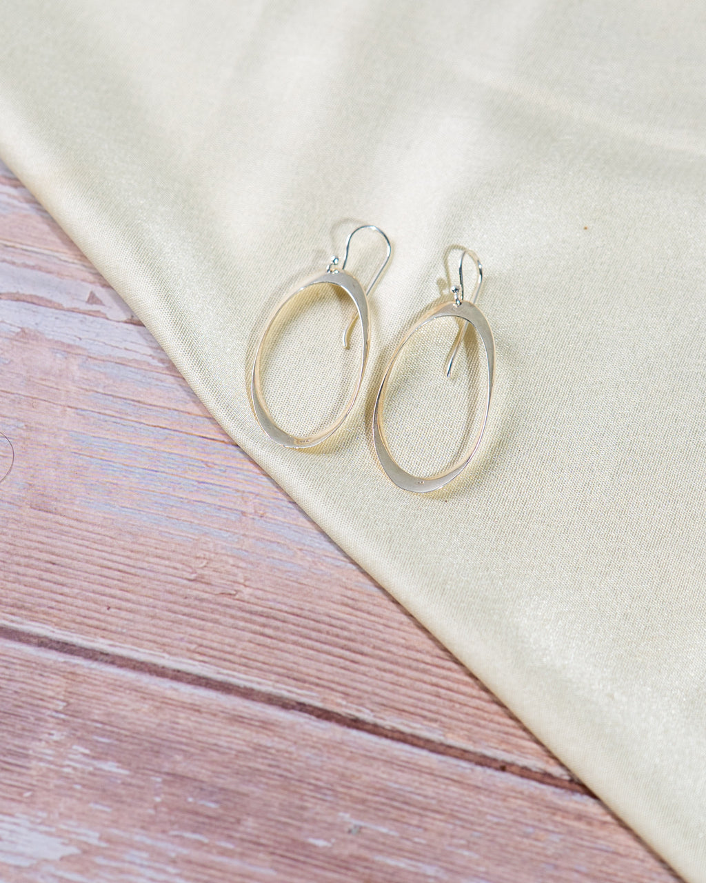 Handmade Sterling Silver Oval Hoop Earrings: Minimalist Dangle Jewelry, with free gift