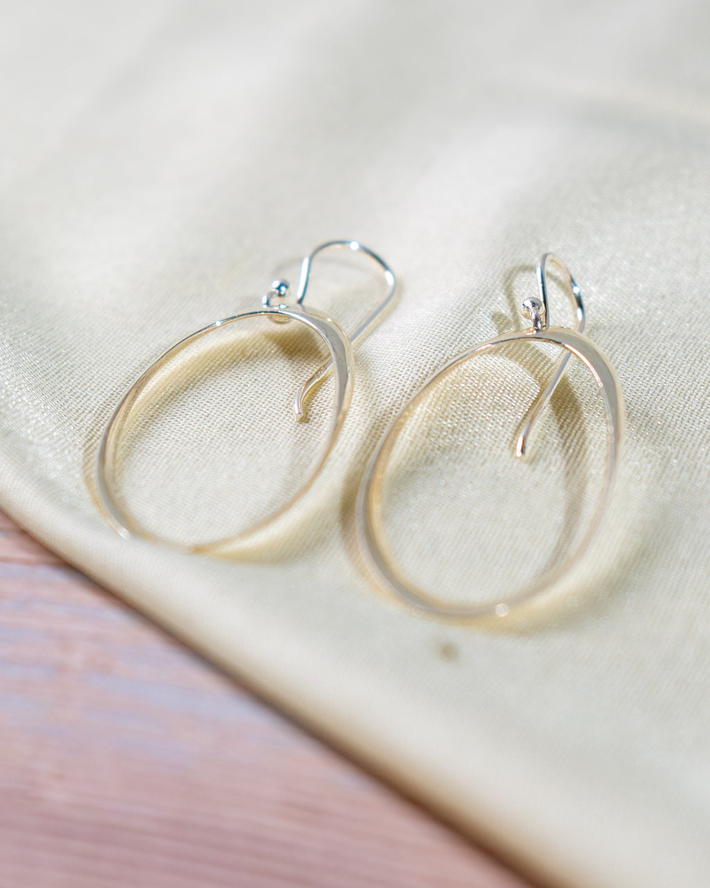Handmade Sterling Silver Oval Hoop Earrings: Minimalist Dangle Jewelry, with free gift