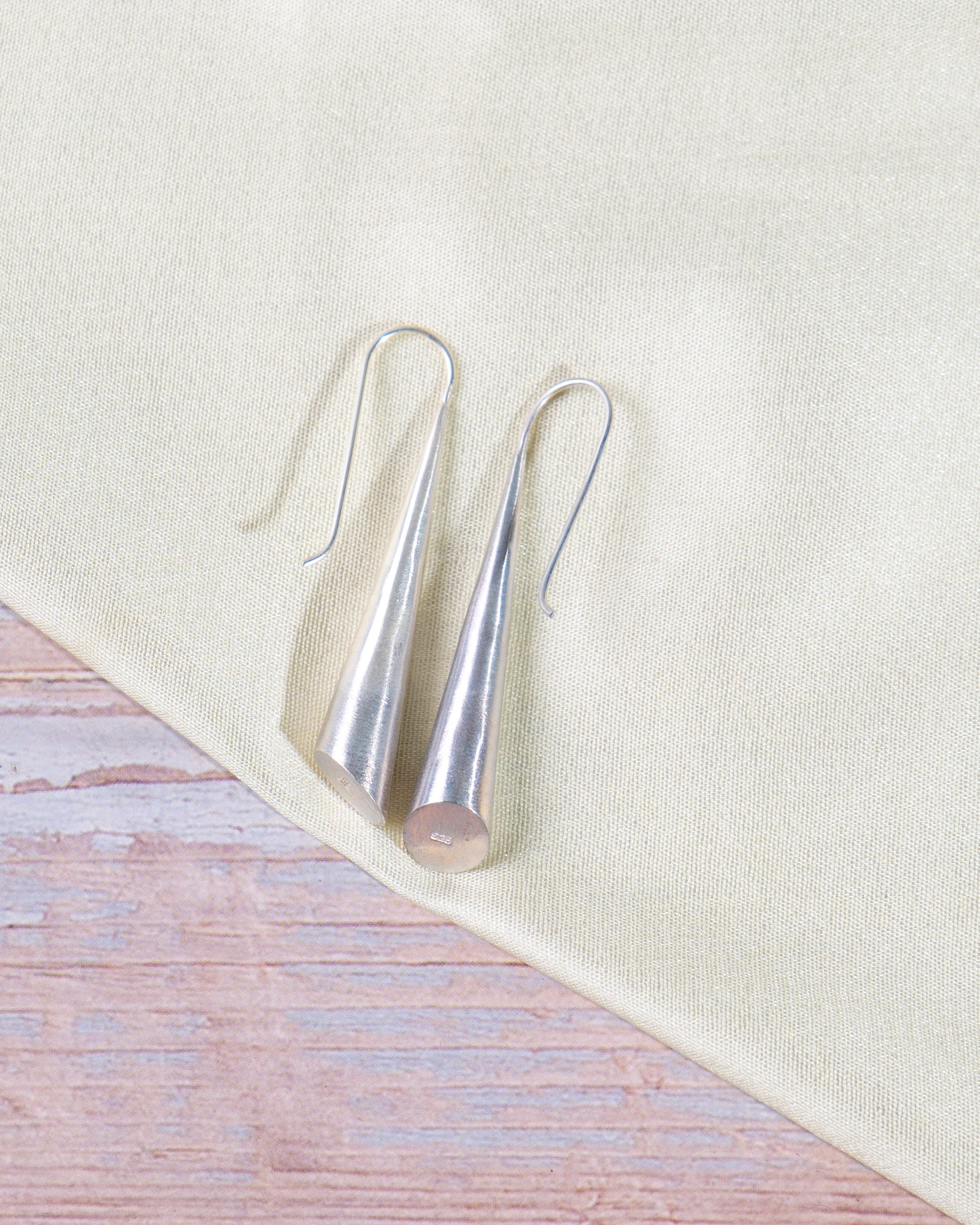 Sterling Silver Cone Drop Earrings, Modern Minimalist Dangle Jewelry