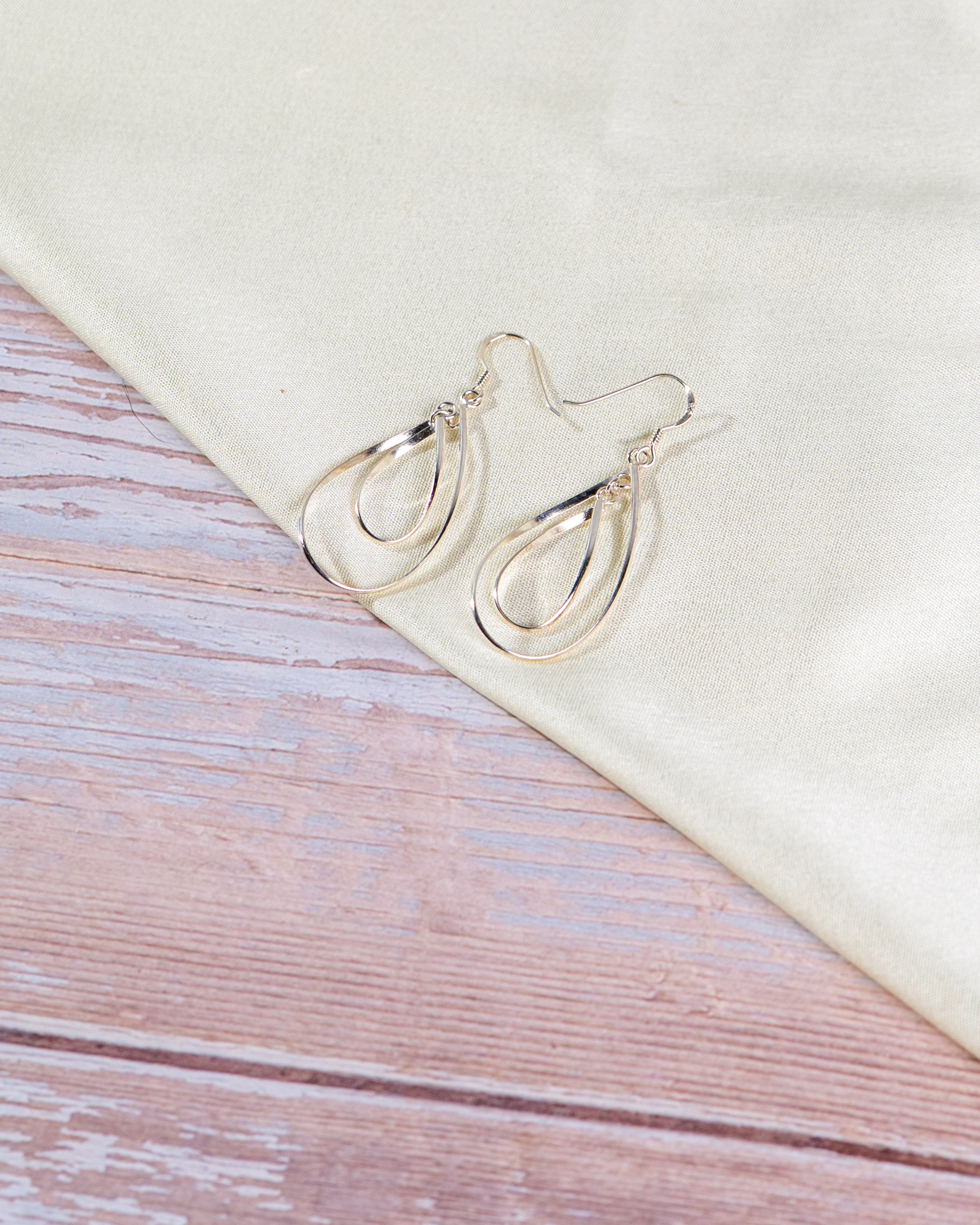 925 Sterling Silver Double Hoop Earrings: Modern Geometric Dangle Jewelry