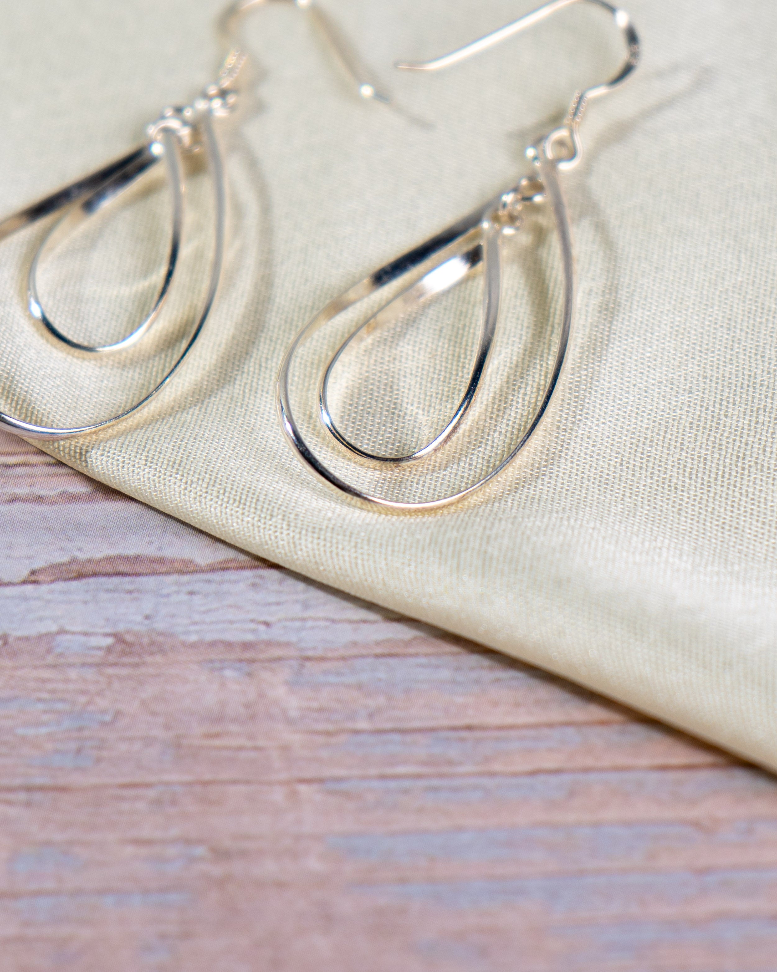 Handmade Sterling Silver Marquise Dangle Earrings | Boho Christmas Jewelry