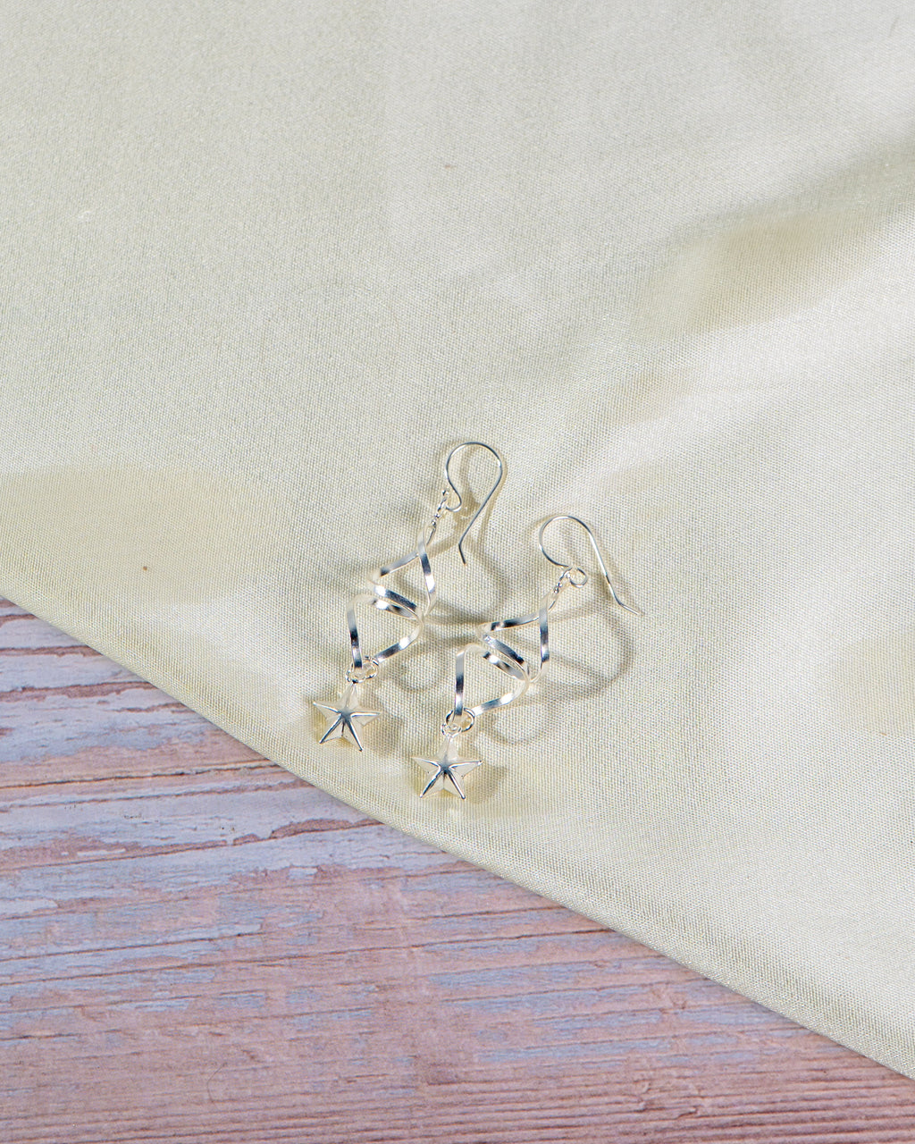 Sterling Silver Star Drop Earrings | Twisted Dangle, Celestial Jewelry