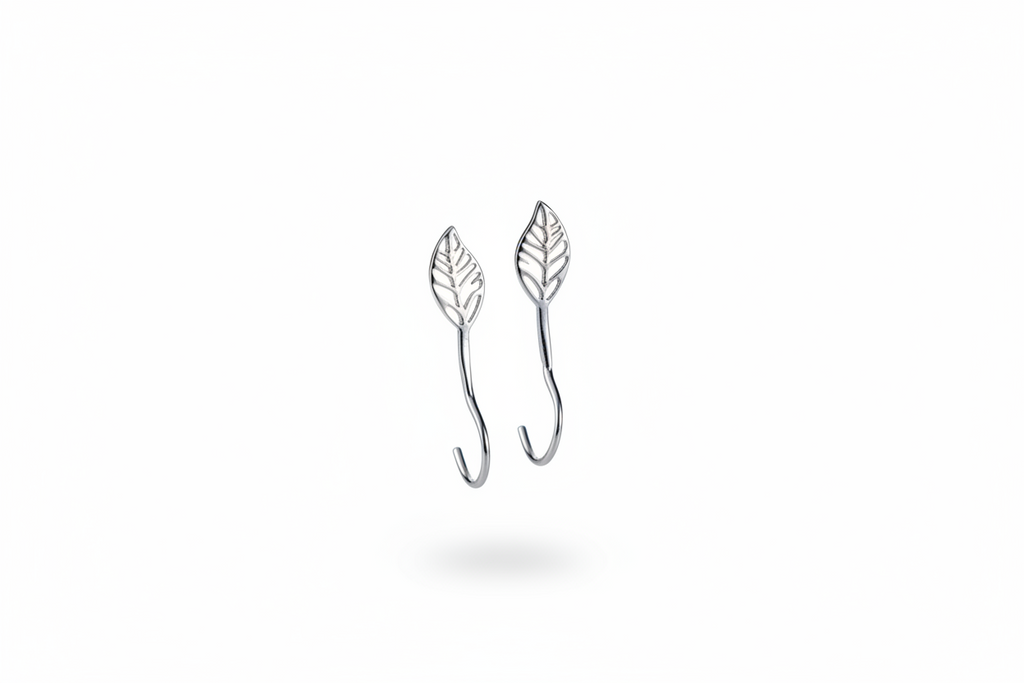 Handmade Silver Leaf Earrings, Sterling Silver Nature Earrings, Botanical Gift for Her, Minimalist Dangle Earrings, Birthday Gift