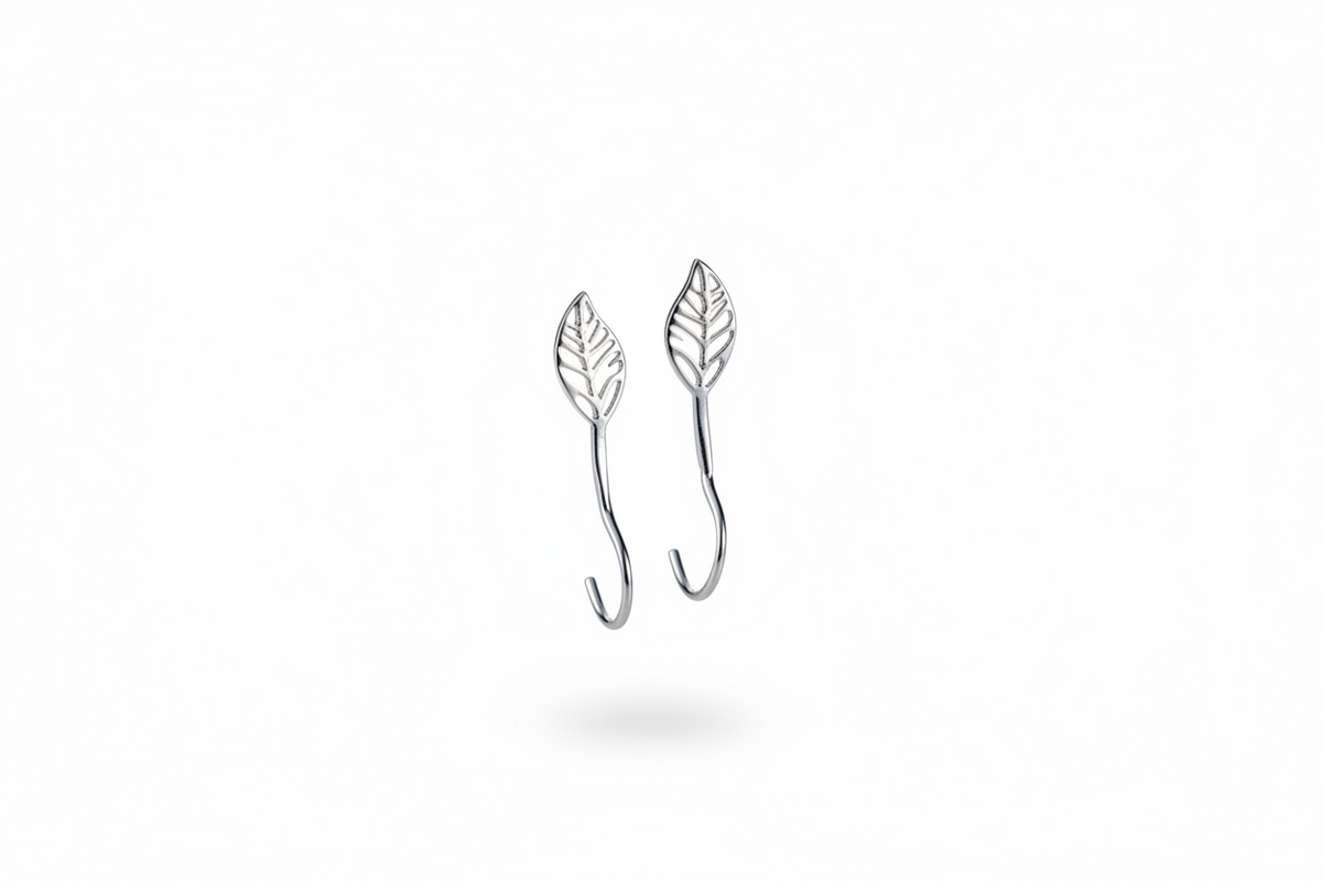 Handmade Silver Leaf Earrings, Sterling Silver Nature Earrings, Botanical Gift for Her, Minimalist Dangle Earrings, Birthday Gift
