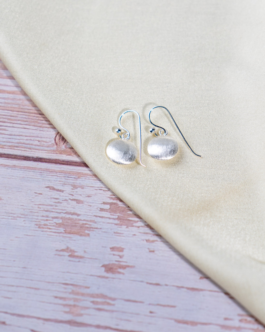 Handmade Sterling Silver Ball Earrings | Matte Finish Dangle Jewelry, with free gift