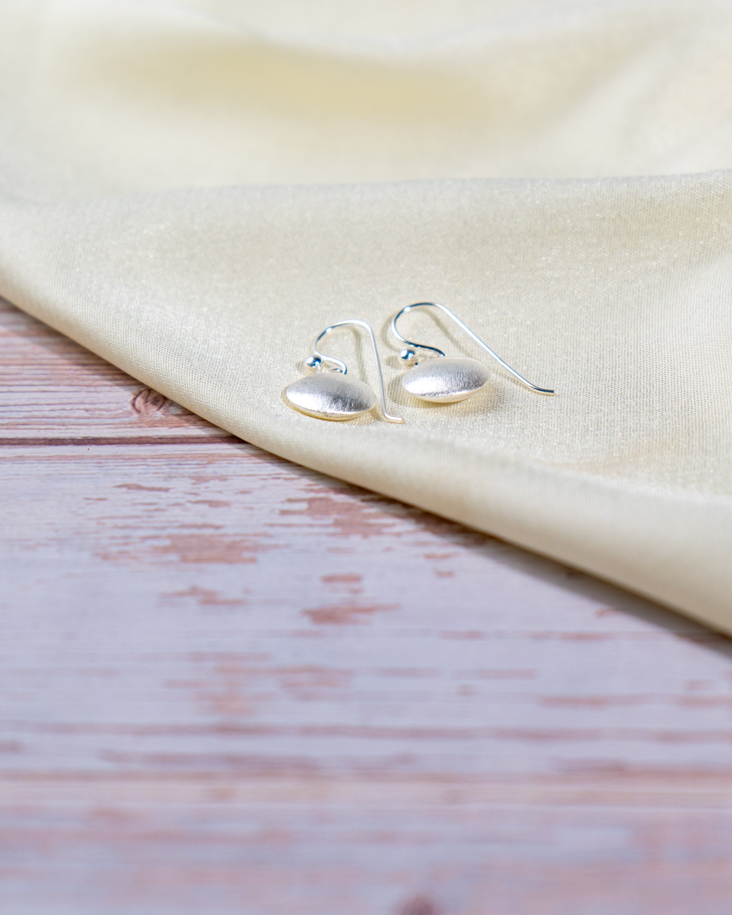 Handmade Sterling Silver Ball Earrings | Matte Finish Dangle Jewelry, with free gift