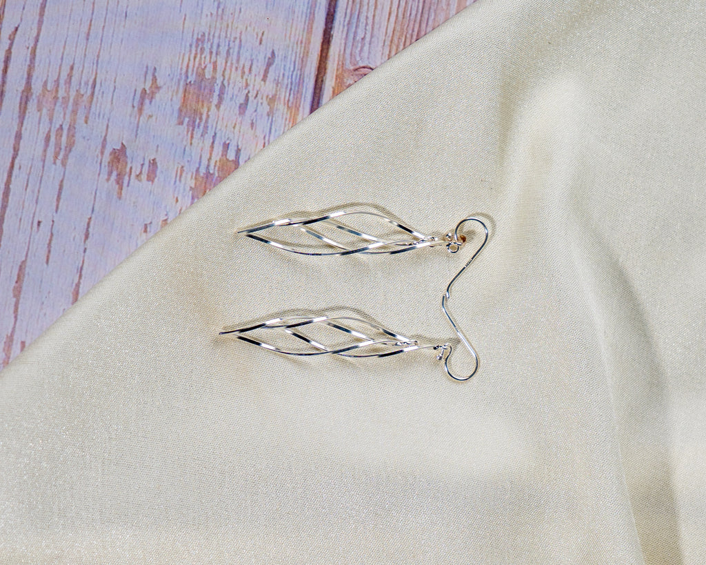Sterling Silver Twisted Dangle Earrings – Lightweight Minimalist Drop Jewelry