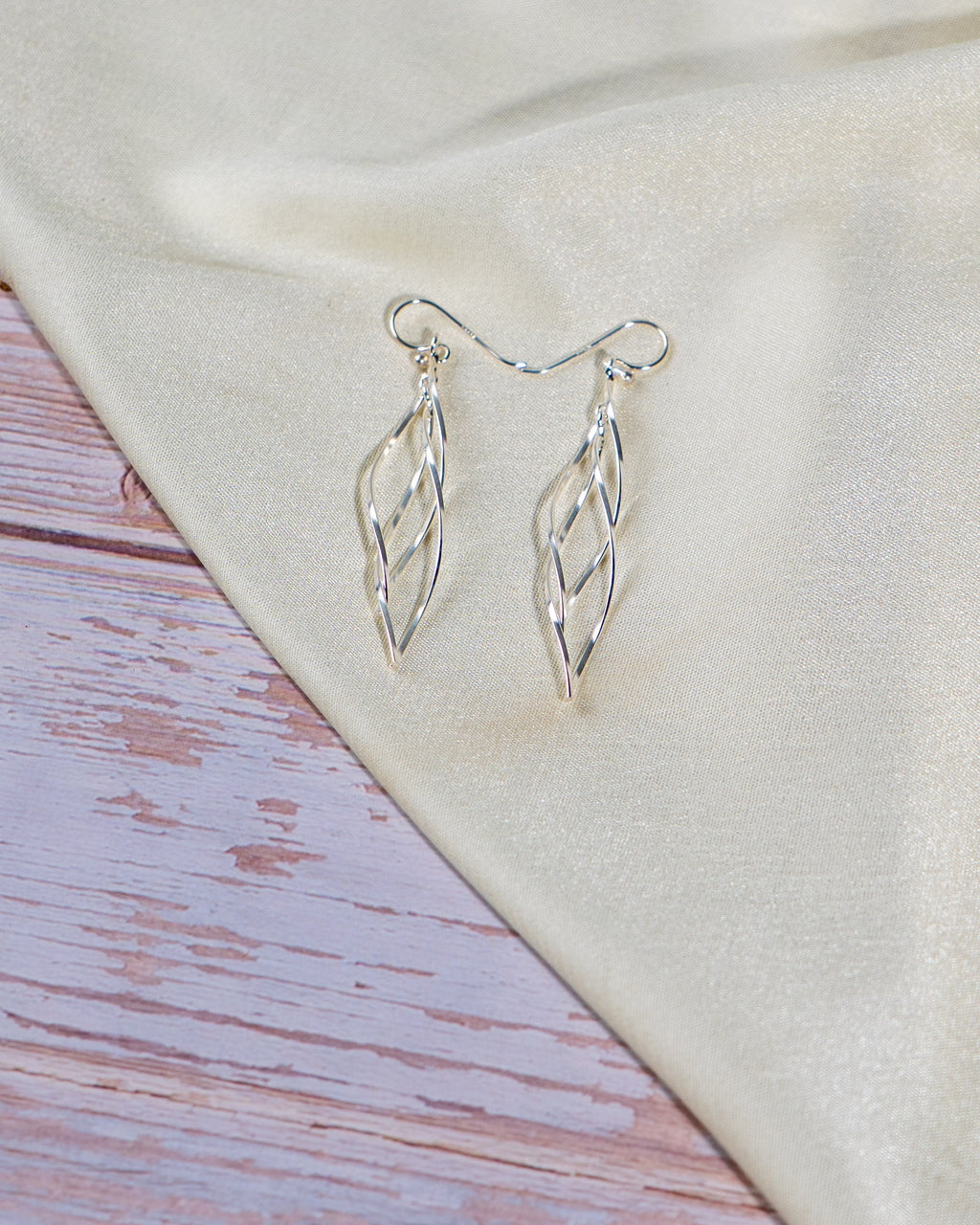 Sterling Silver Twisted Dangle Earrings – Lightweight Minimalist Drop Jewelry