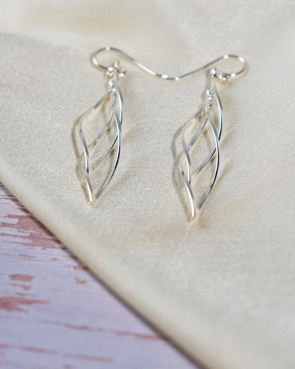 Sterling Silver Twisted Dangle Earrings – Lightweight Minimalist Drop Jewelry