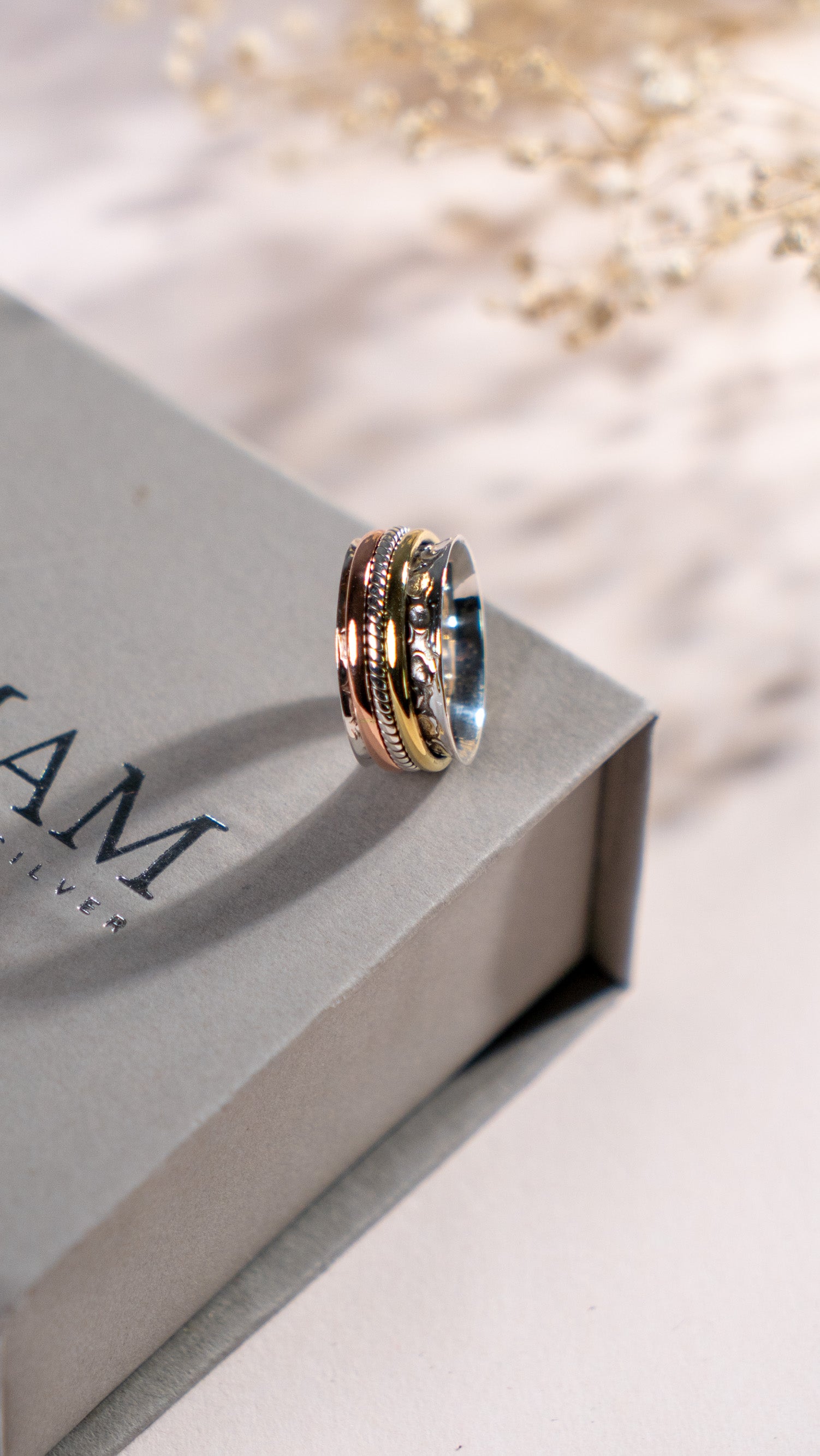 Handmade Sterling Silver Spinner Ring – Mixed Metal Meditation Ring