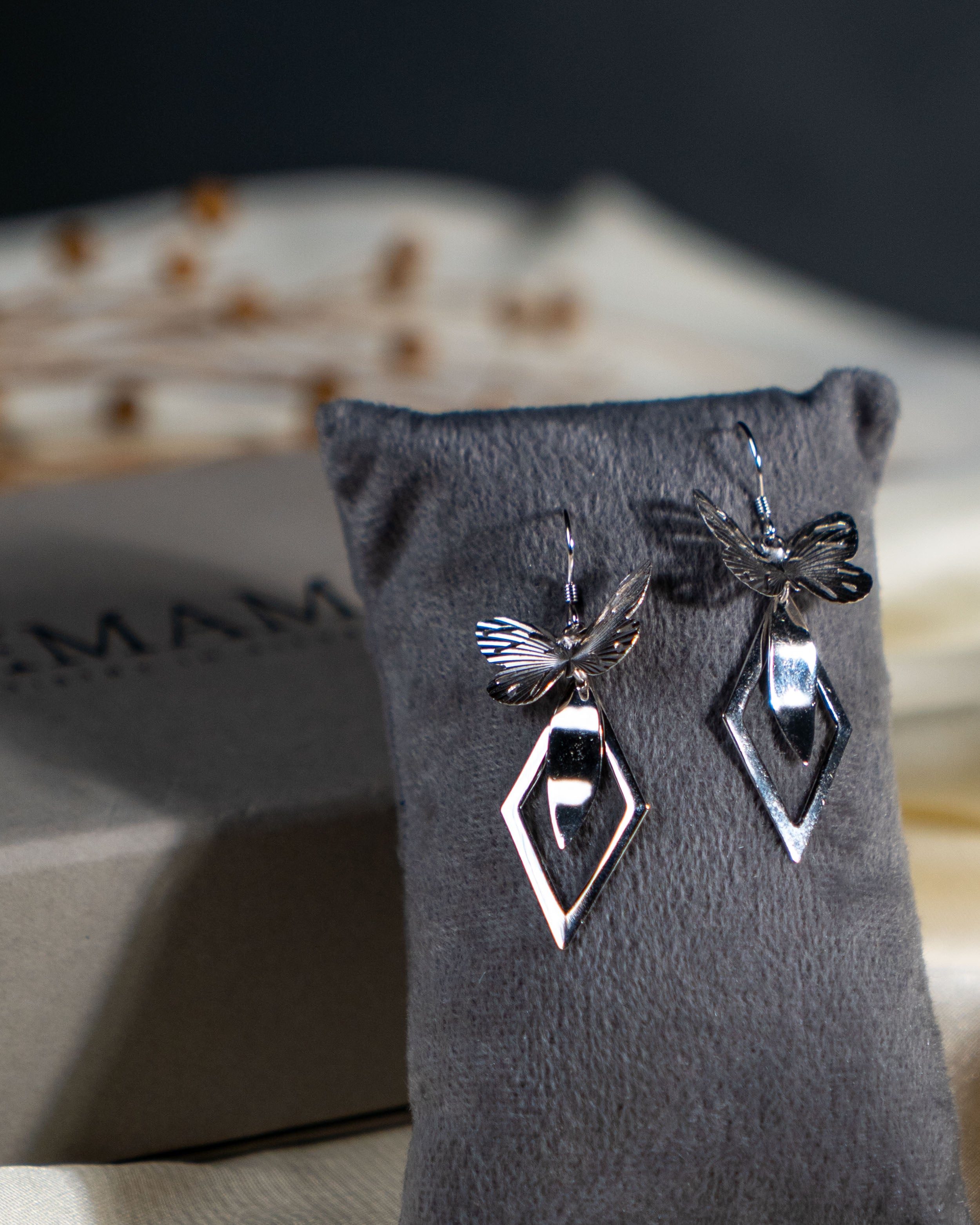 Butterfly Geometric Earrings, 925 Sterling Silver Dangle Earrings, Nature Inspired Jewelry, Cottagecore Accessories