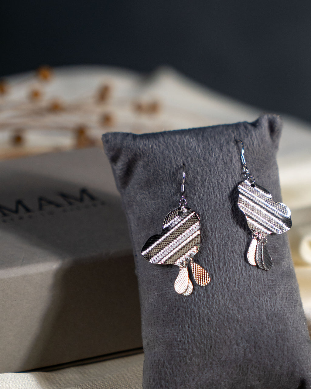 Butterfly Geometric Drop Earrings – Handmade Boho Dangle Jewelry, Lightweight Silver Statement Earrings for Women