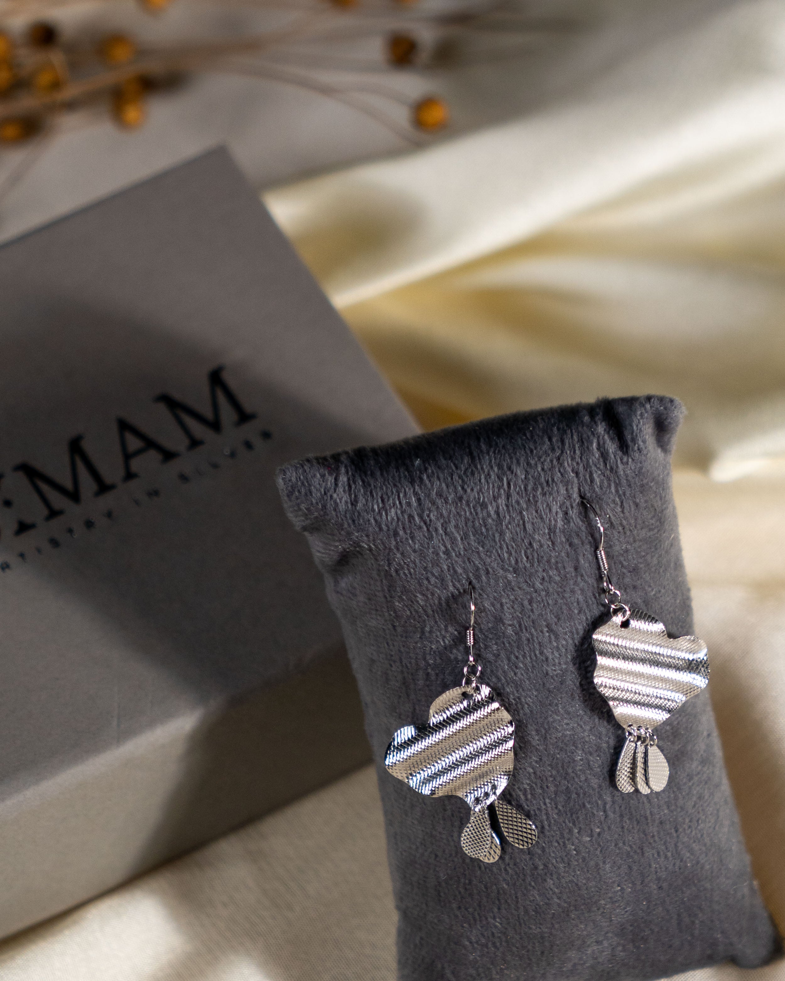 Butterfly Geometric Drop Earrings – Handmade Boho Dangle Jewelry, Lightweight Silver Statement Earrings for Women