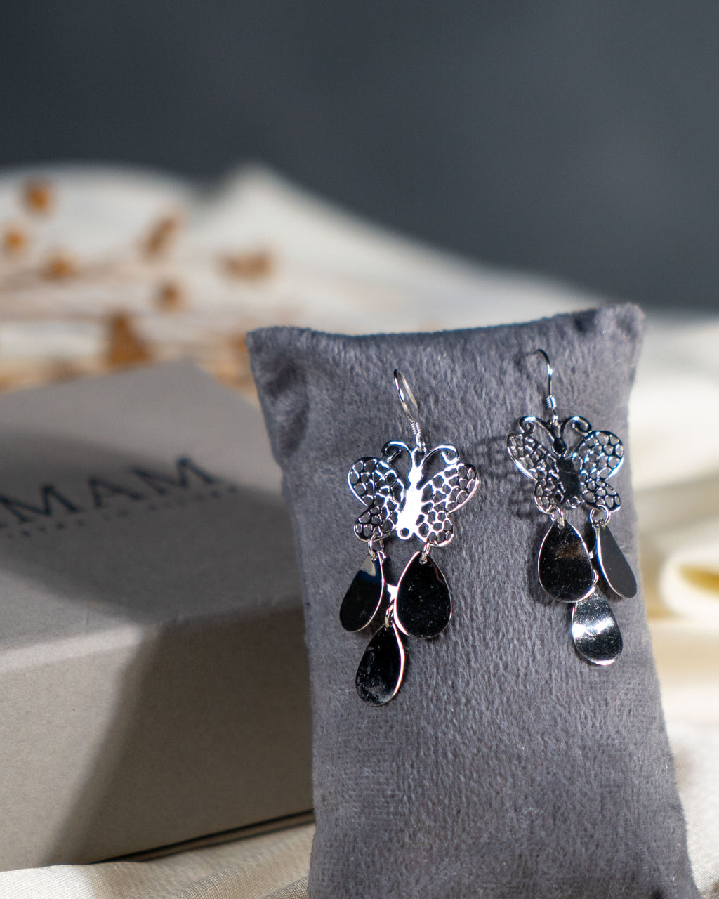Sterling Silver Butterfly Dangle Earrings, Nature Inspired Boho Jewelry