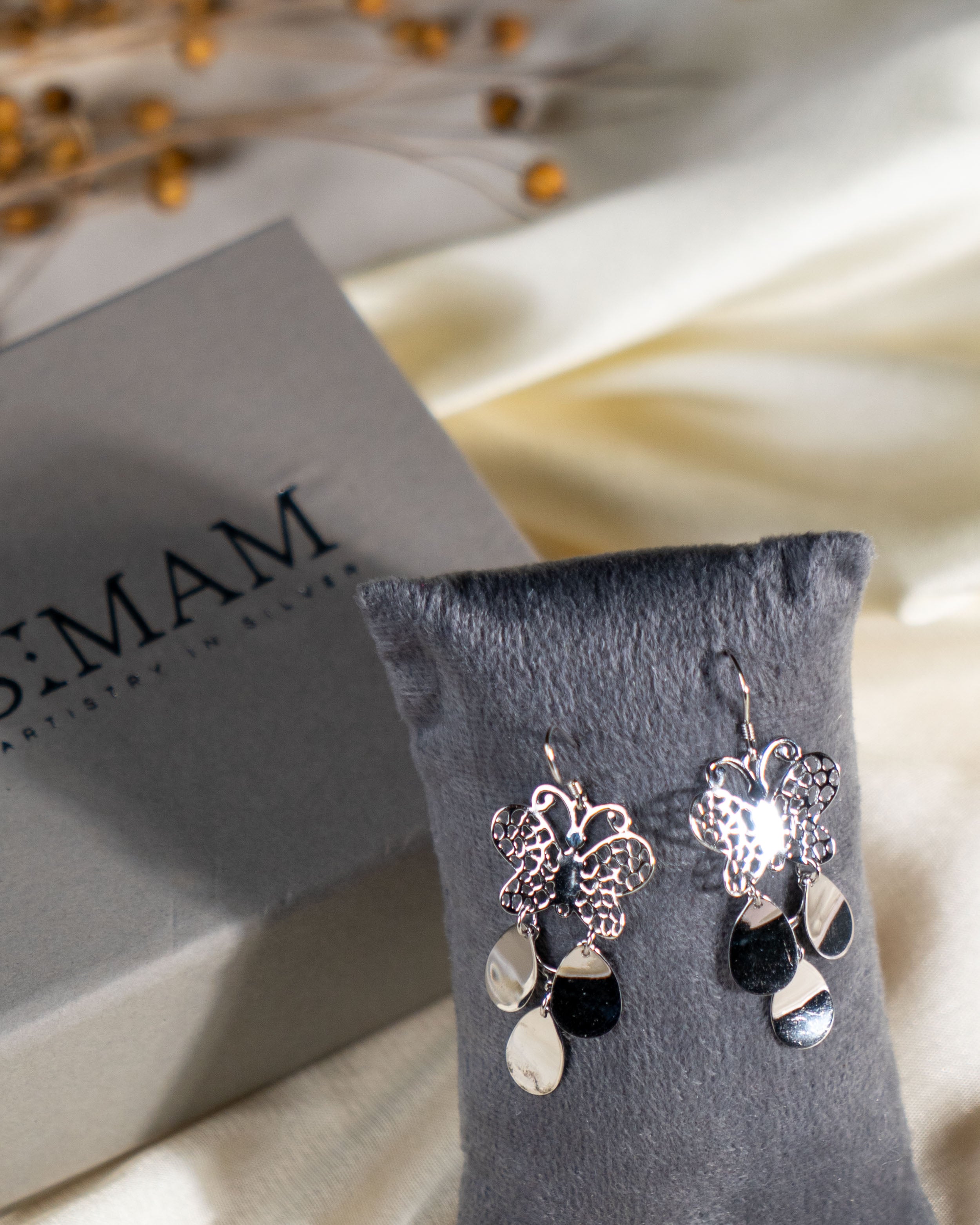 Sterling Silver Butterfly Dangle Earrings, Nature Inspired Boho Jewelry