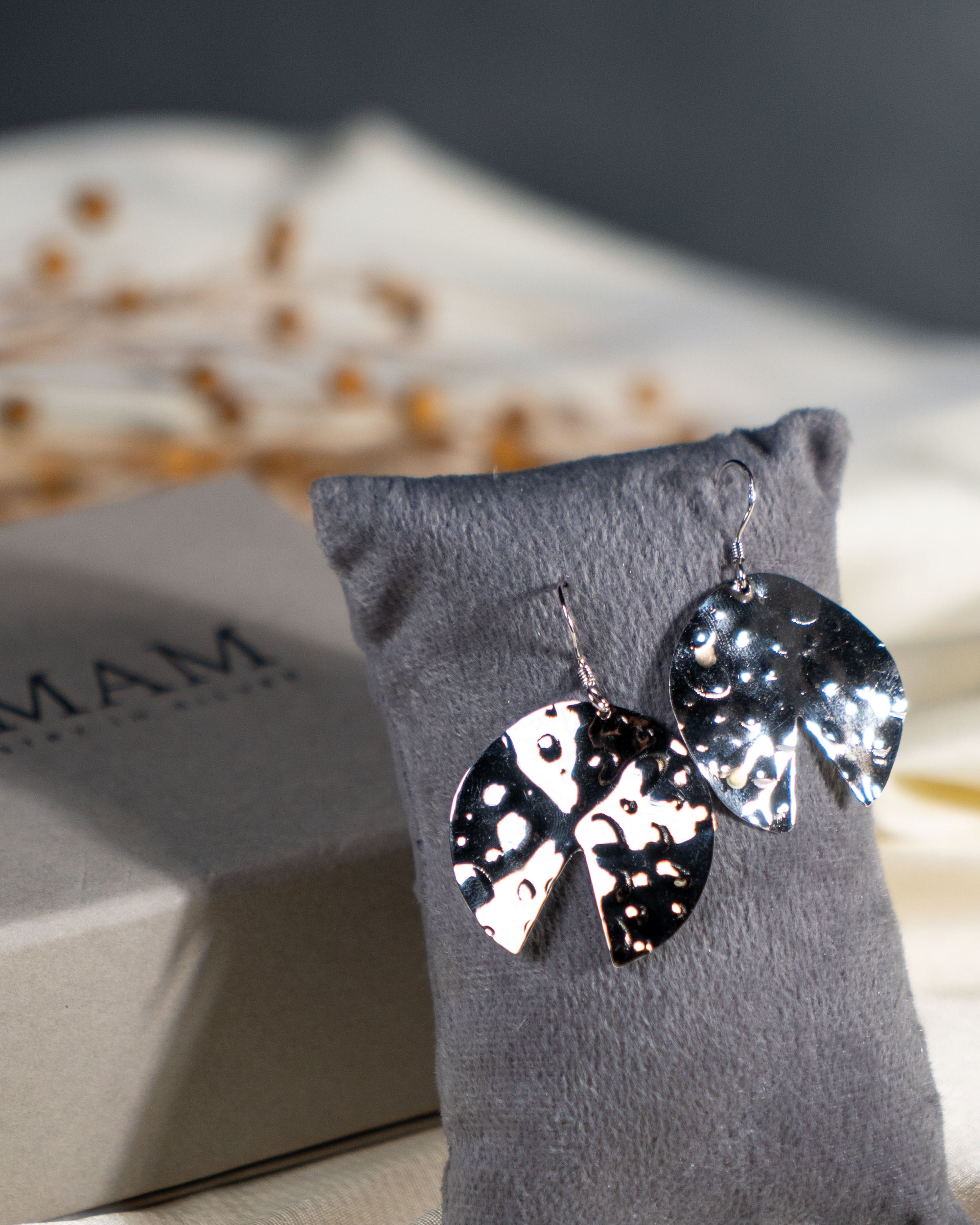 Circle Dangle Earrings | Textured Round Cutout Drop Earrings for Women | Handmade Lightweight Jewelry