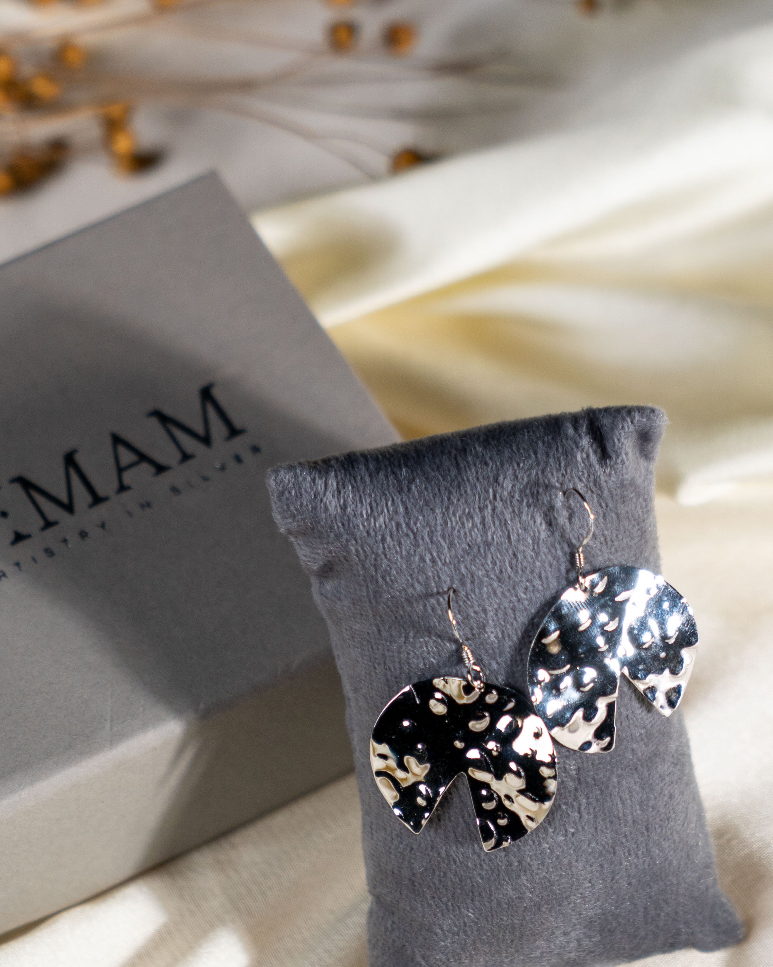 Circle Dangle Earrings | Textured Round Cutout Drop Earrings for Women | Handmade Lightweight Jewelry