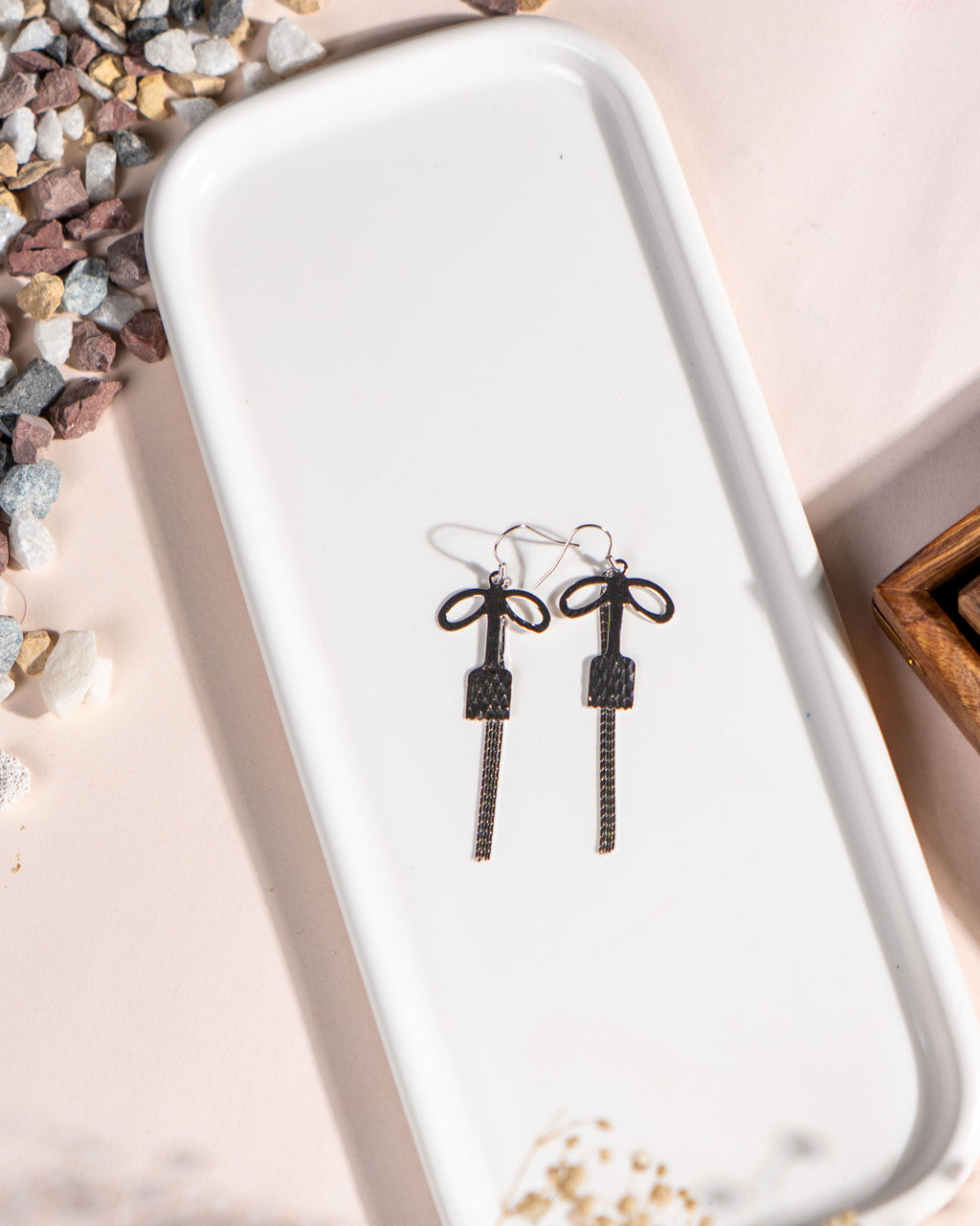 Silver Bow Dangle Earrings: Handmade Elegant Drop Jewelry