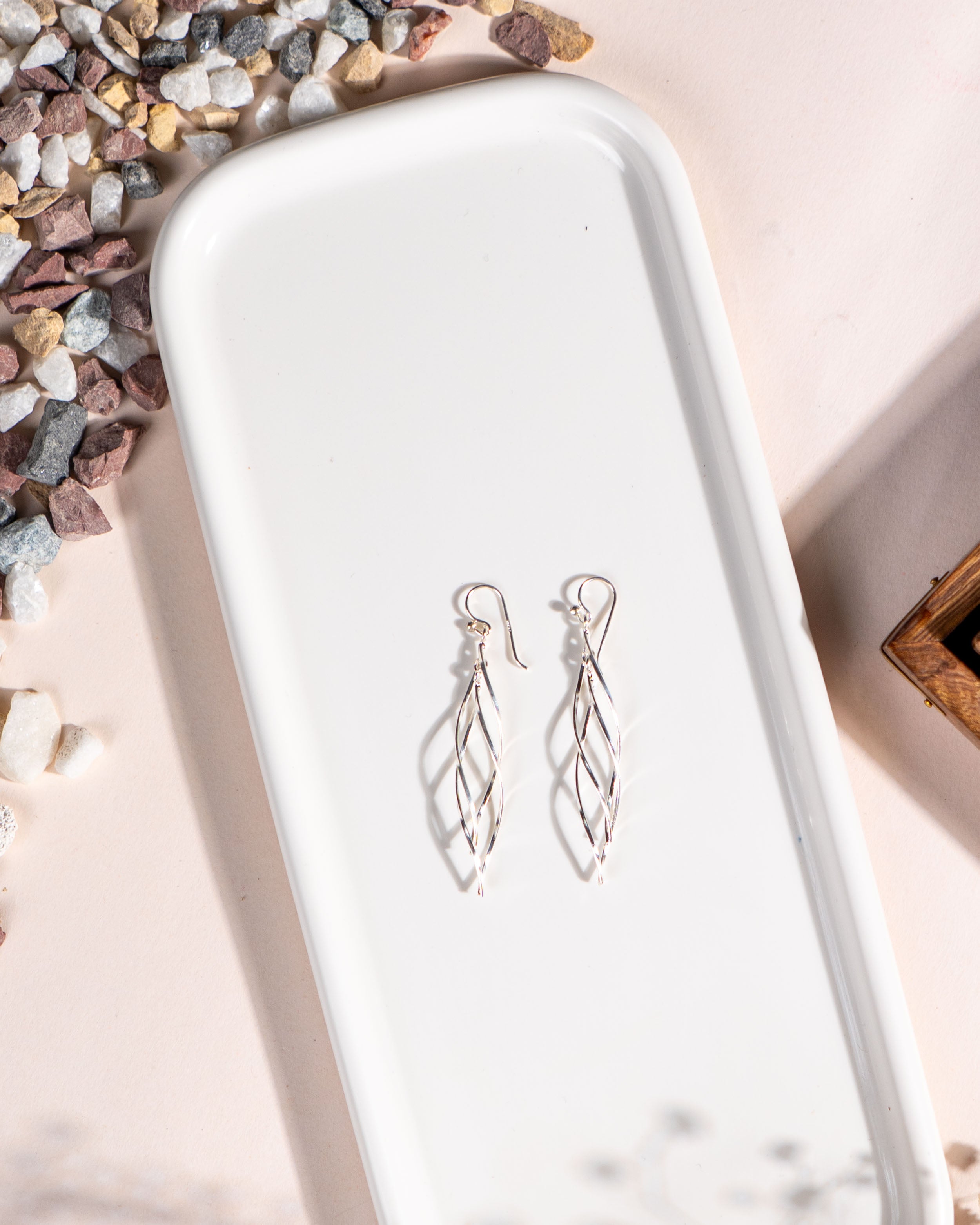 Sterling Silver Twisted Dangle Earrings – Lightweight Minimalist Drop Jewelry