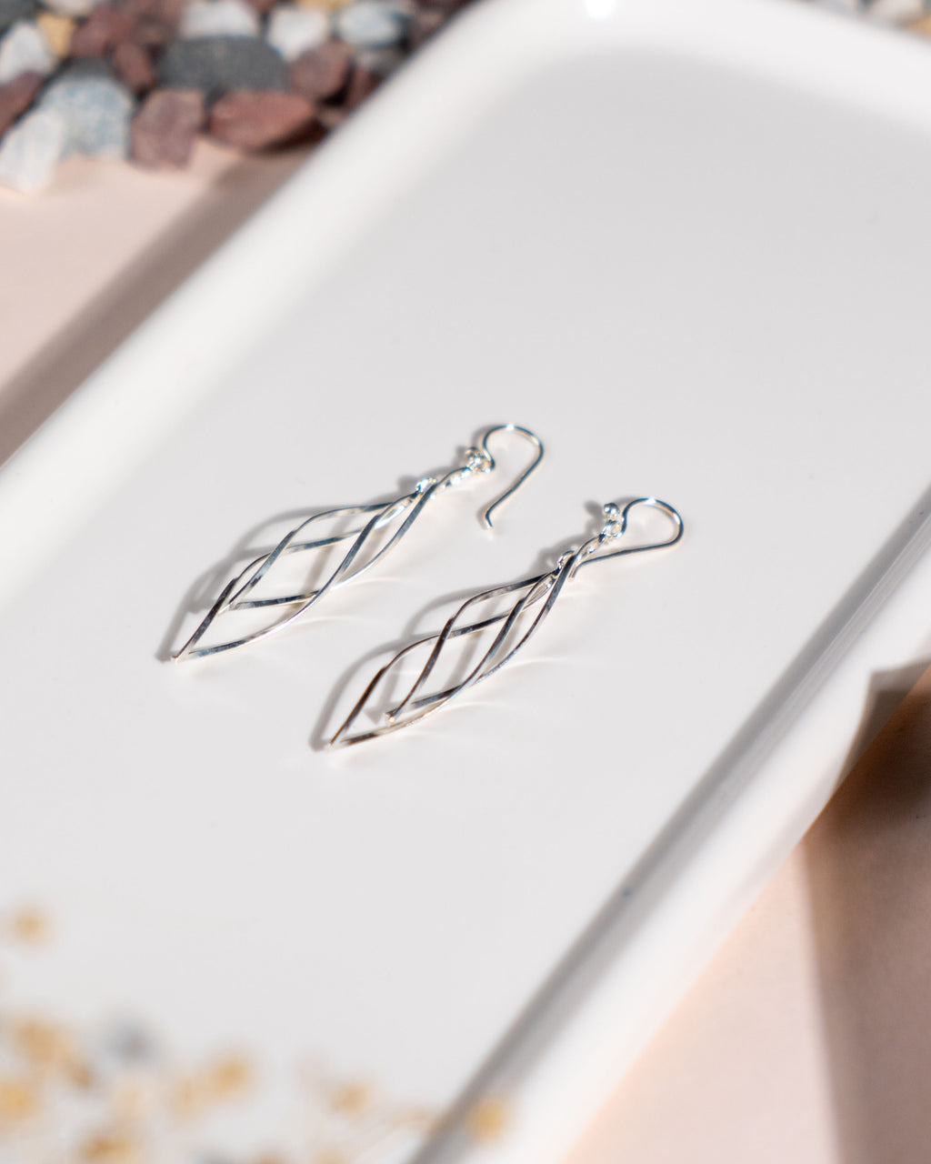 Sterling Silver Twisted Dangle Earrings – Lightweight Minimalist Drop Jewelry