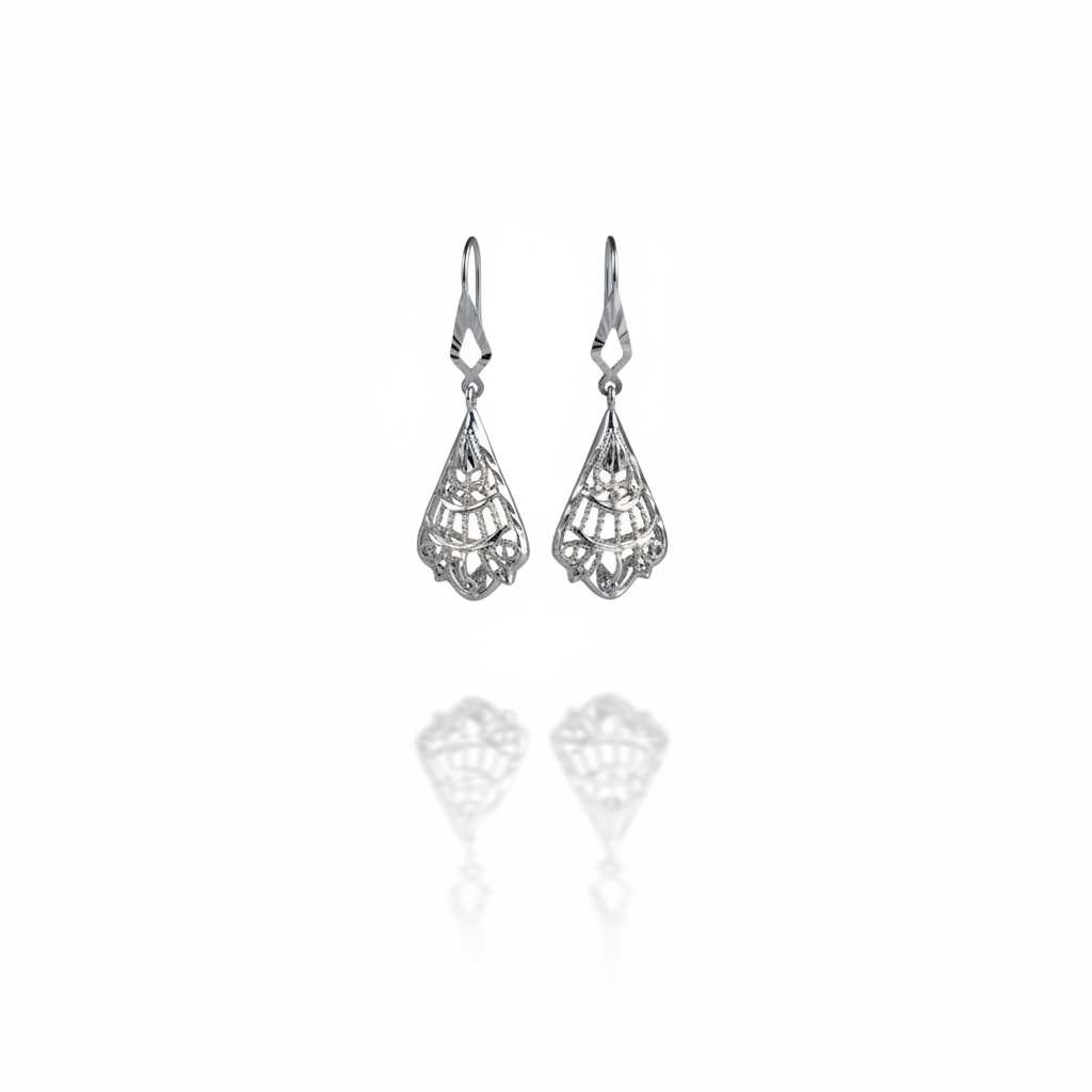 Sterling Silver Filigree Dangle Earrings: Elegant Teardrop Boho Jewelry