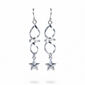 Sterling Silver Star Drop Earrings | Twisted Dangle, Celestial Jewelry