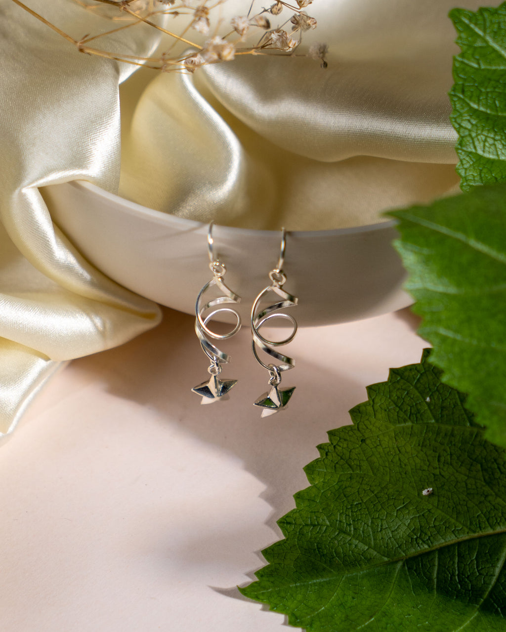 Sterling Silver Star Drop Earrings | Twisted Dangle, Celestial Jewelry
