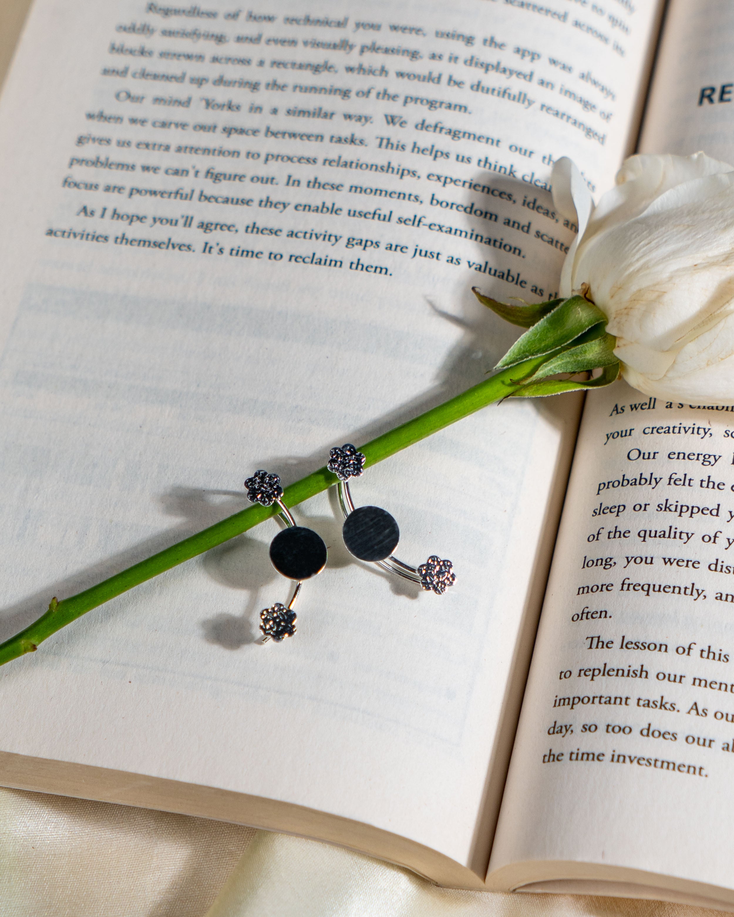 Floral Sterling Silver Ear Cuff | Adjustable Non Pierced Earring