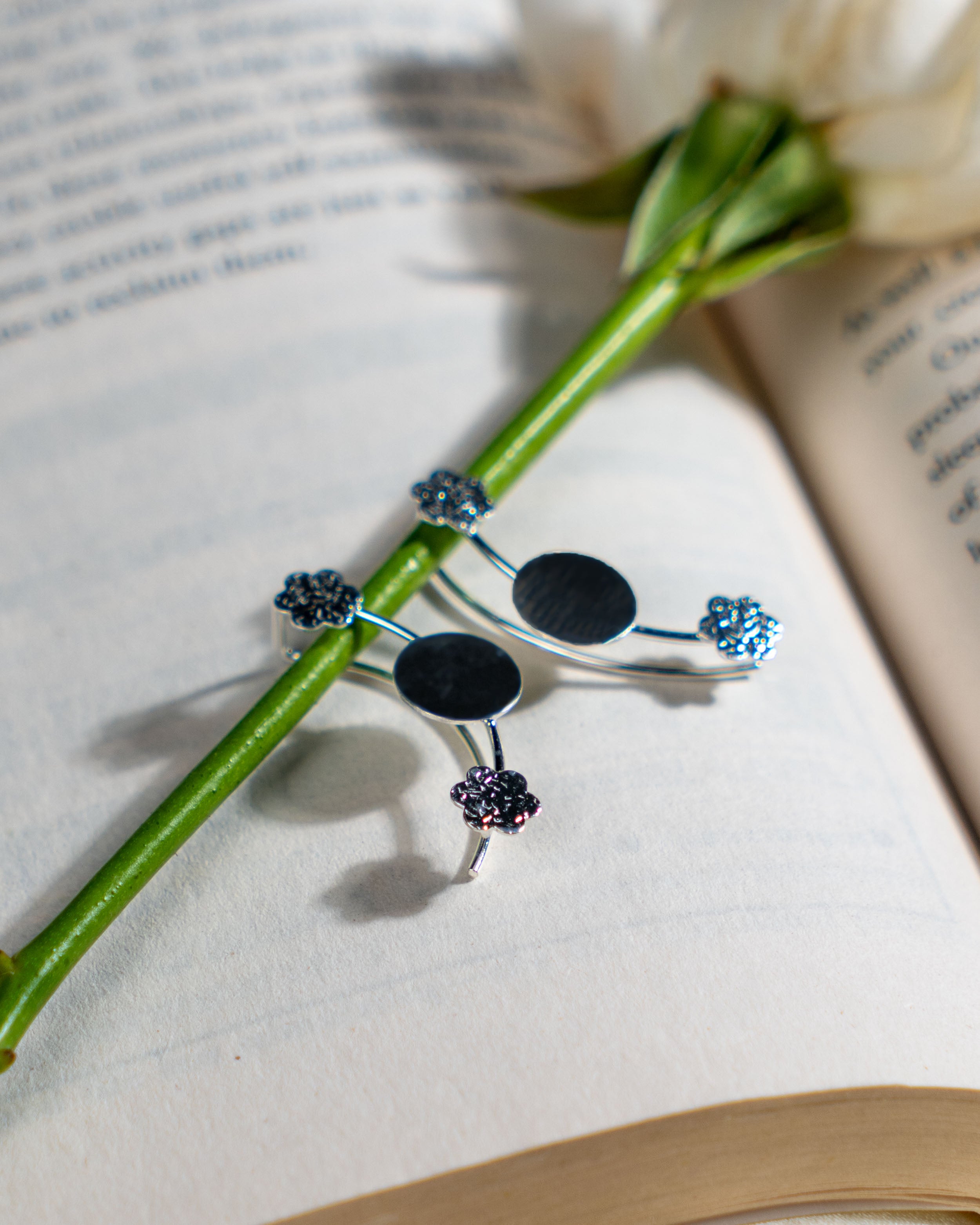 Floral Sterling Silver Ear Cuff | Adjustable Non Pierced Earring