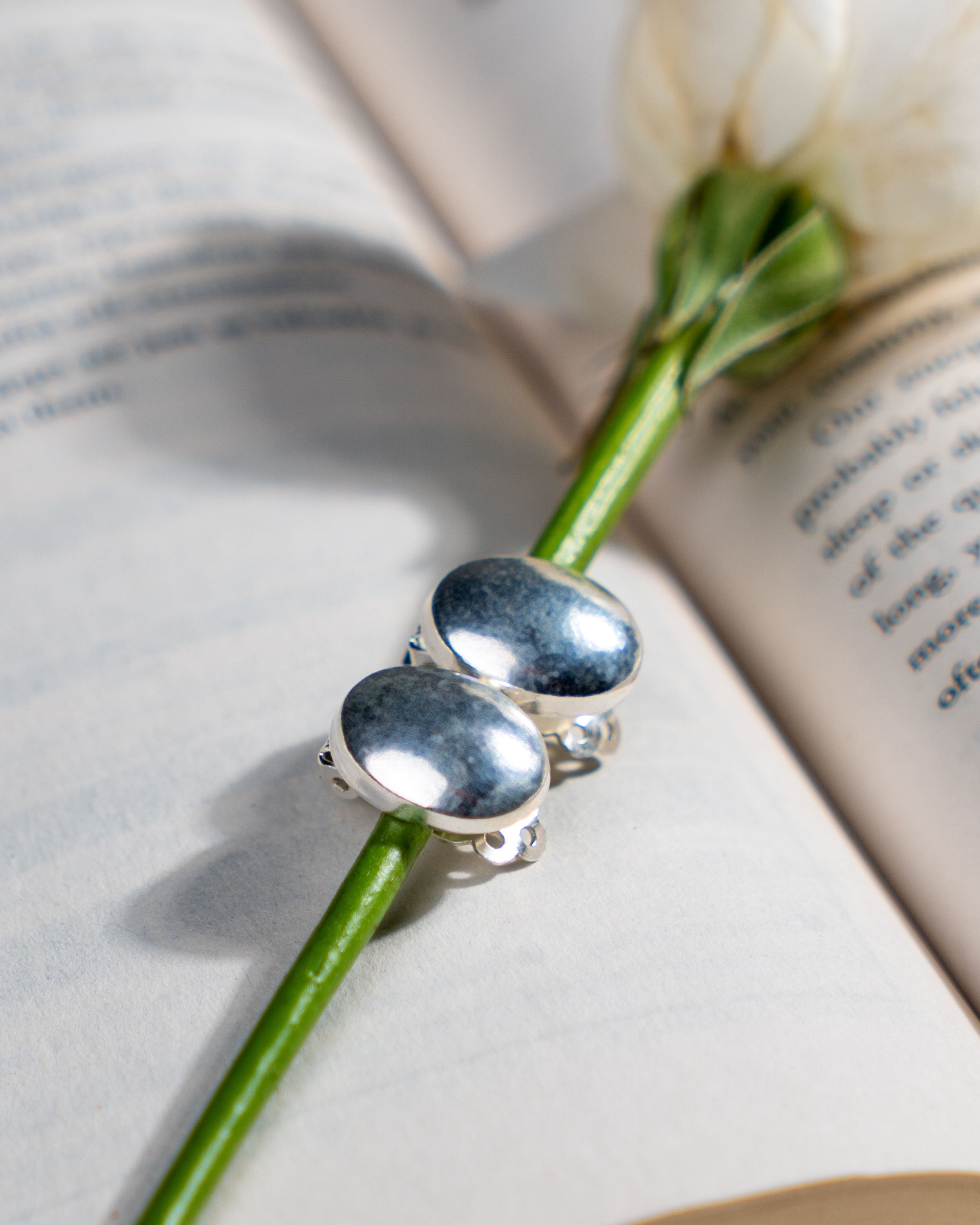 Handmade Sterling Silver Dome Stud Earrings | Minimalist Jewelry [without ear piercing]