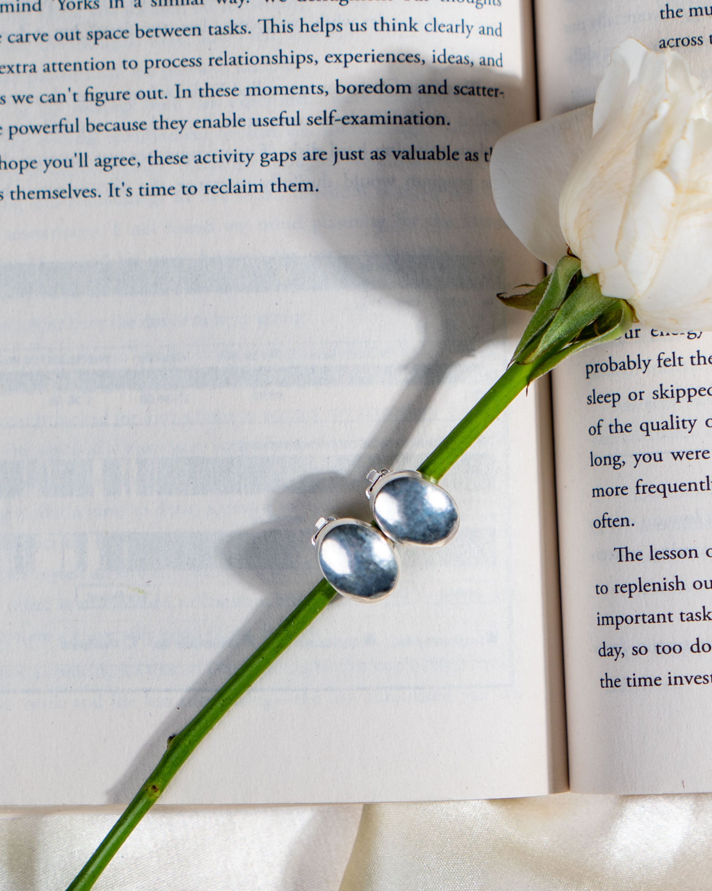 Handmade Sterling Silver Dome Stud Earrings | Minimalist Jewelry [without ear piercing]