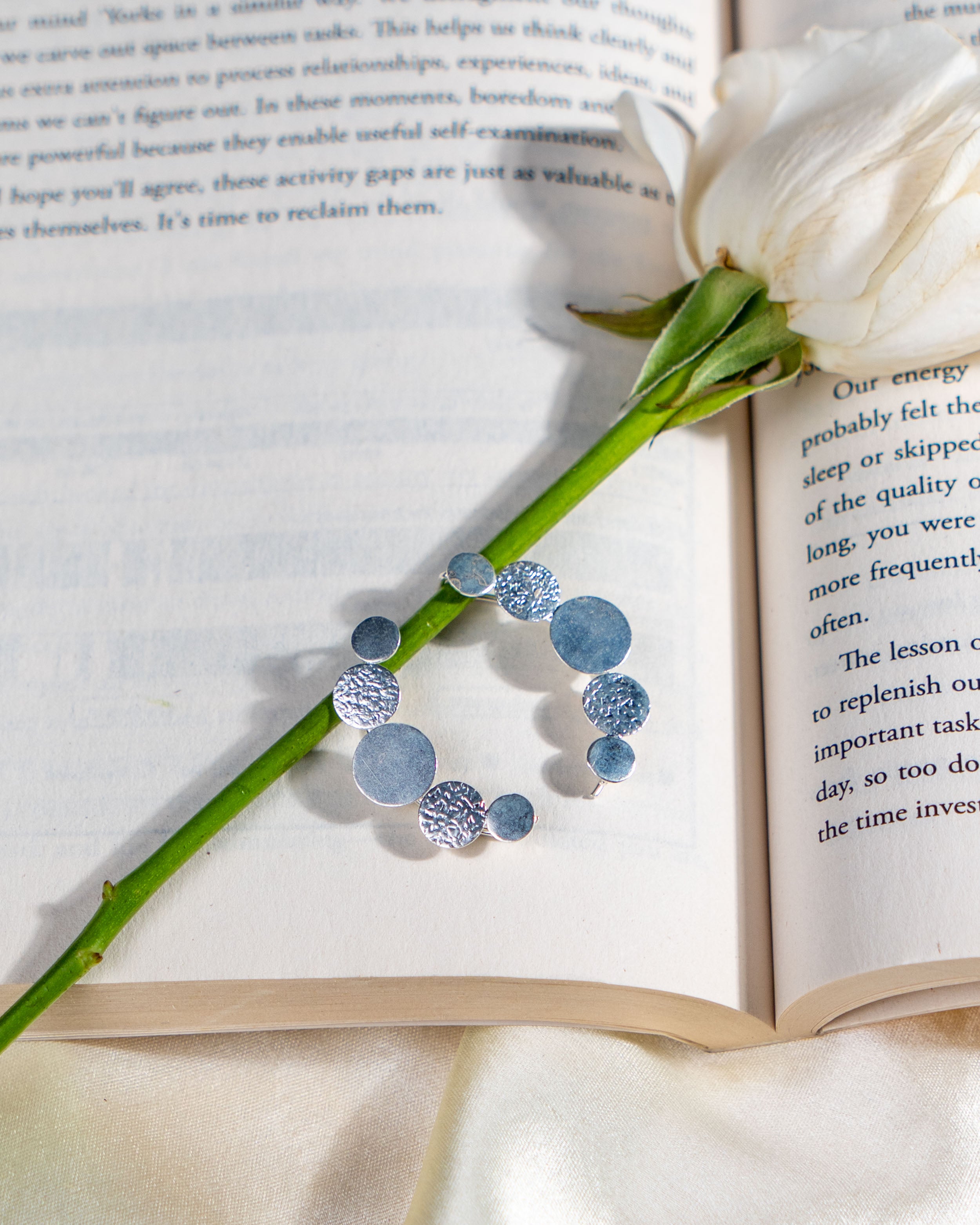 Handmade Sterling Silver 92.5 Geometric Hoop Ear Cuffs| Textured Circle Jewelry