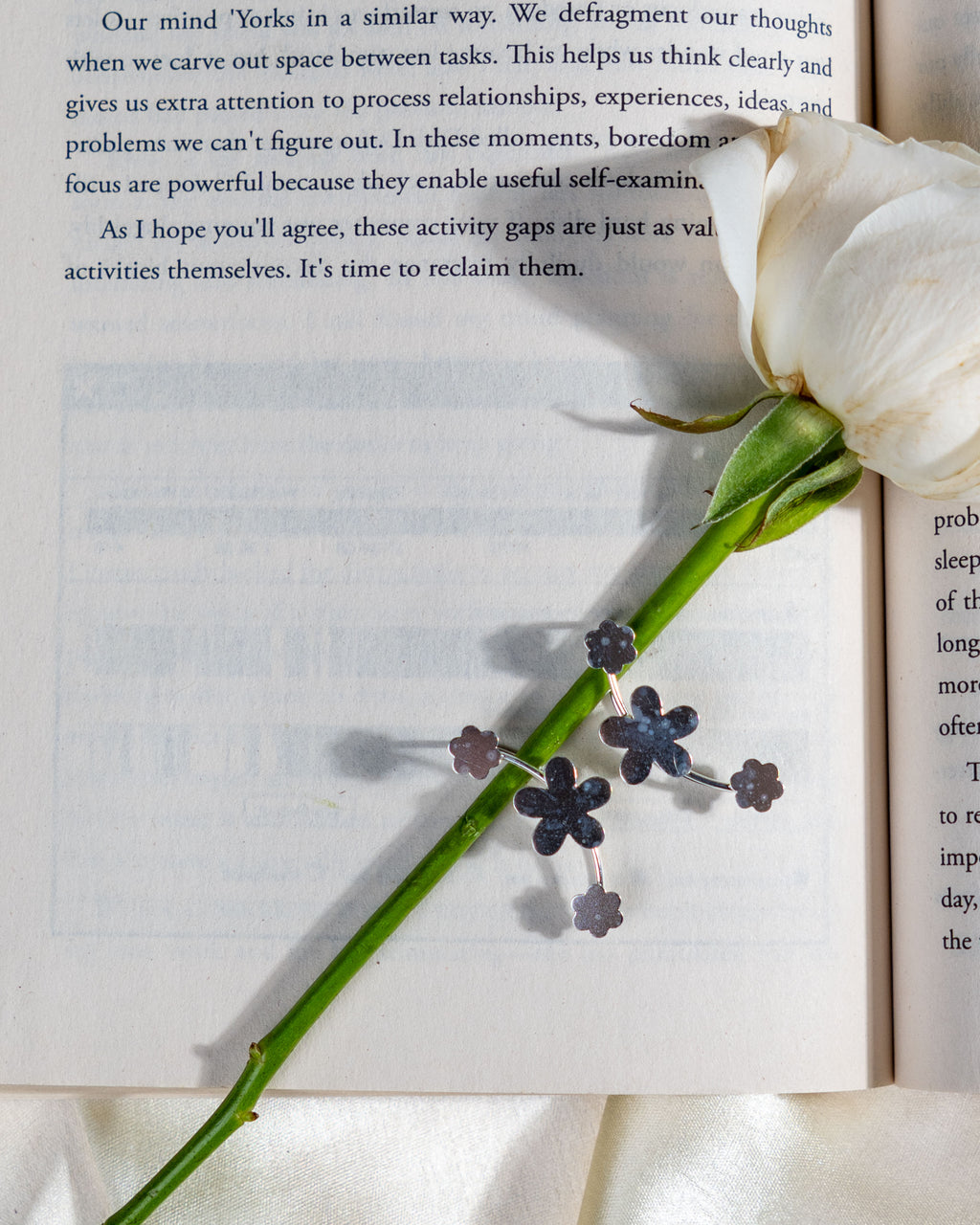 Sterling Silver Dainty Floral Stud Earrings – Minimalist High Shine Everyday Wear