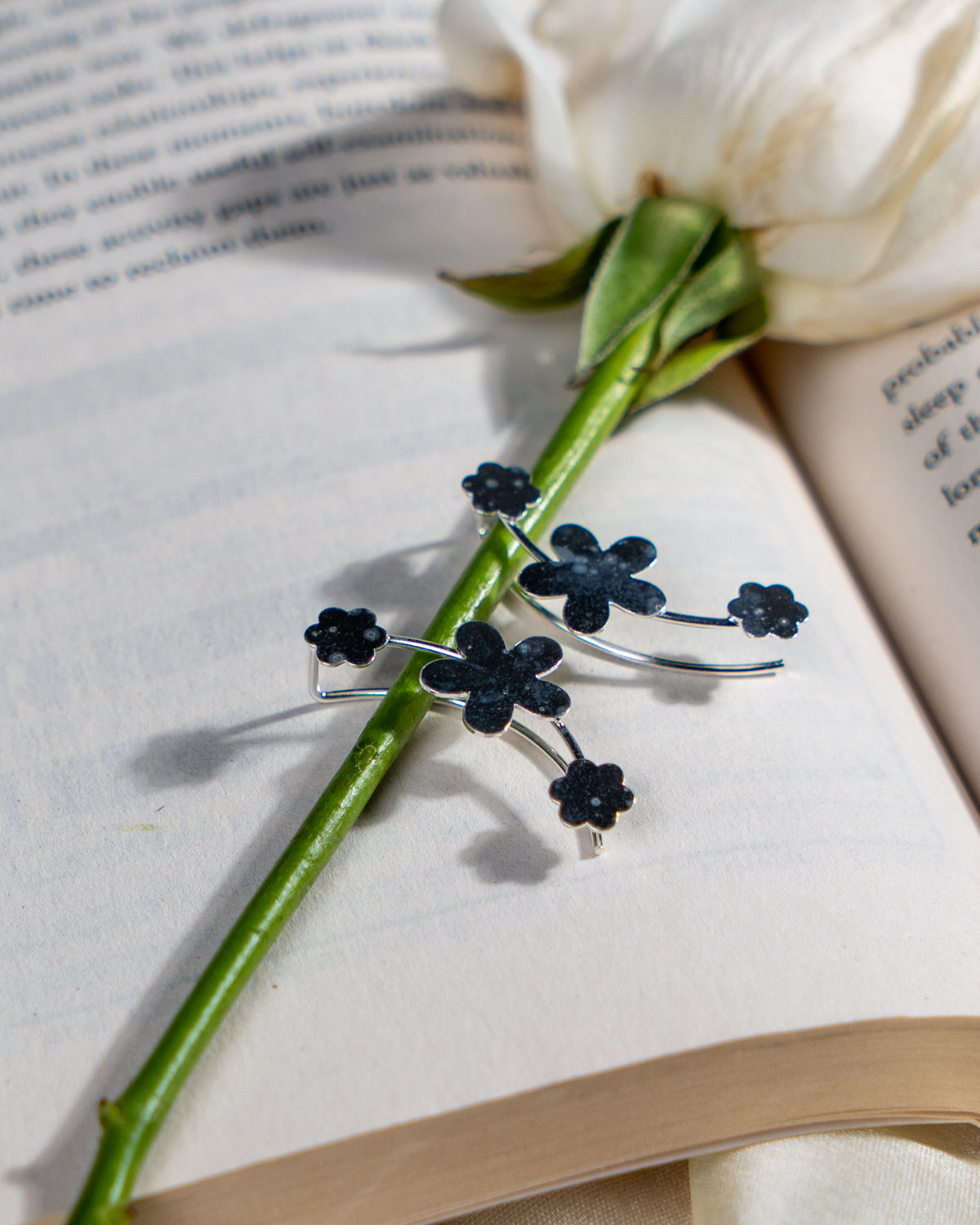 Sterling Silver Dainty Floral Stud Earrings – Minimalist High Shine Everyday Wear