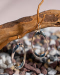 Handmade Sterling Silver Oval Hoop Earrings: Minimalist Dangle Jewelry, with free gift